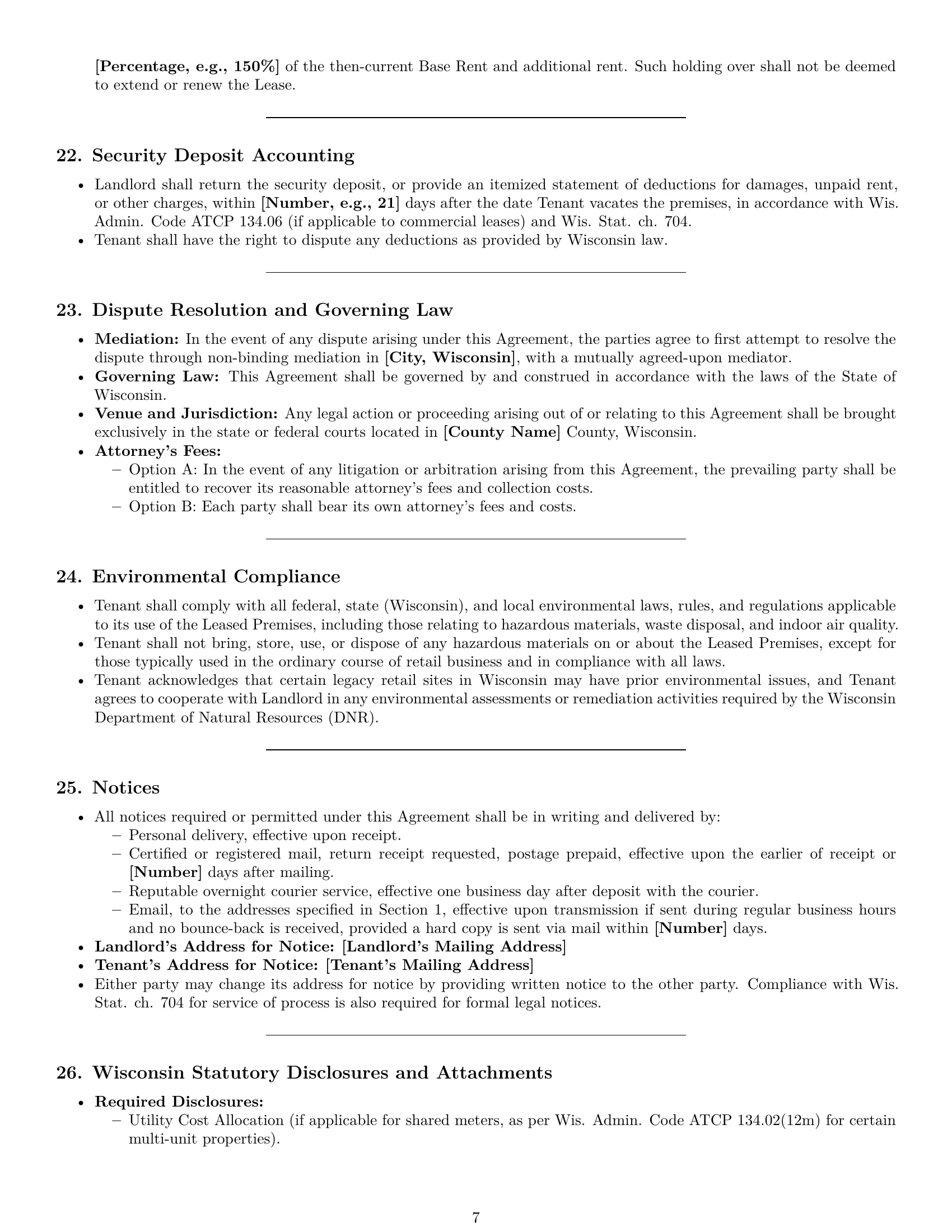 Preview page 7 of Pro Wisconsin retail lease agreement template