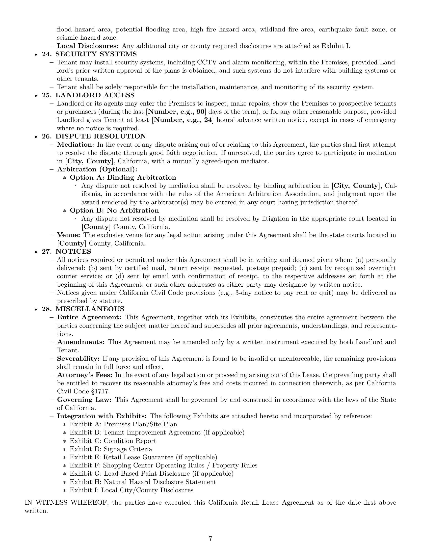 Preview page 7 of Pro California retail lease agreement template