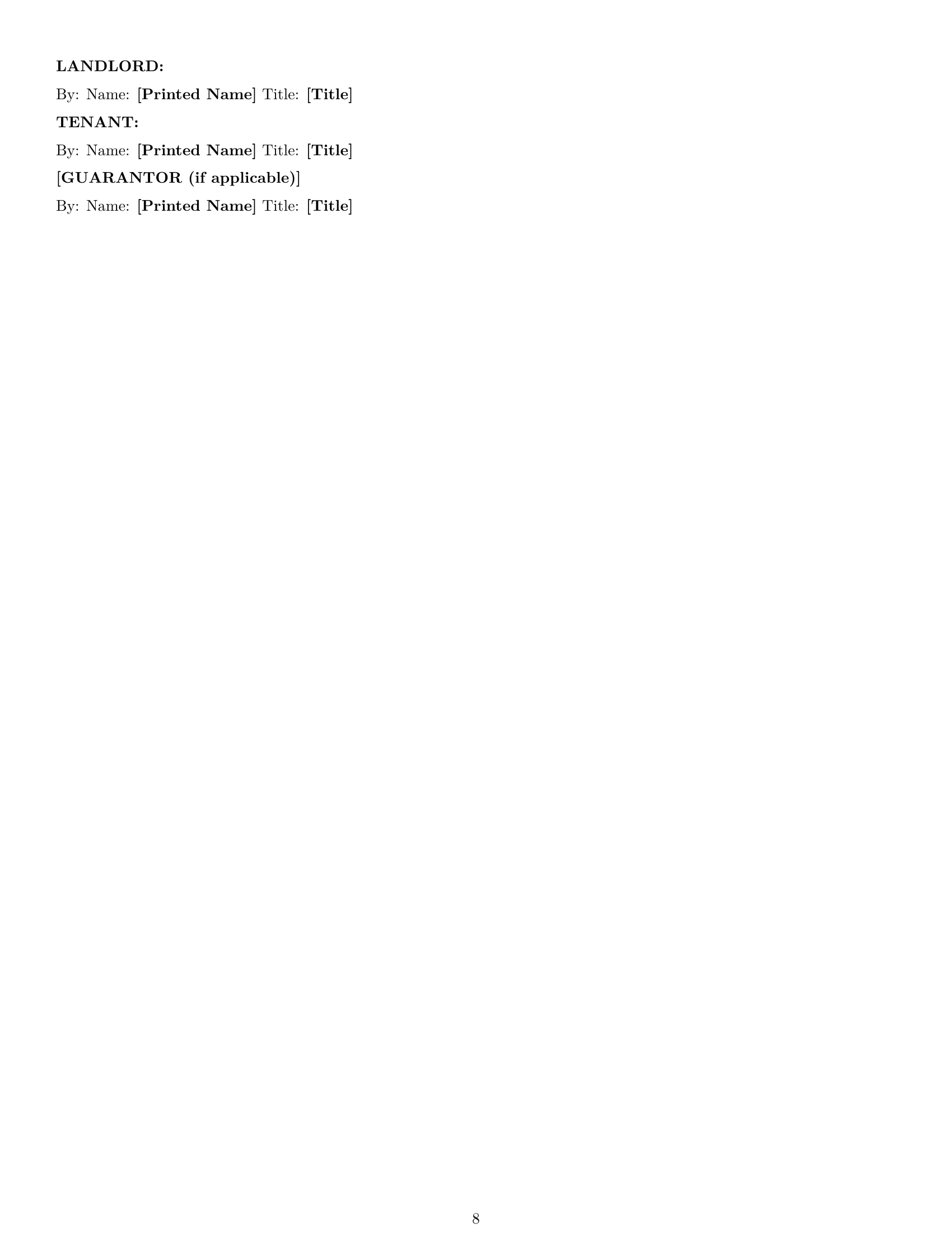 Preview page 8 of Pro California retail lease agreement template