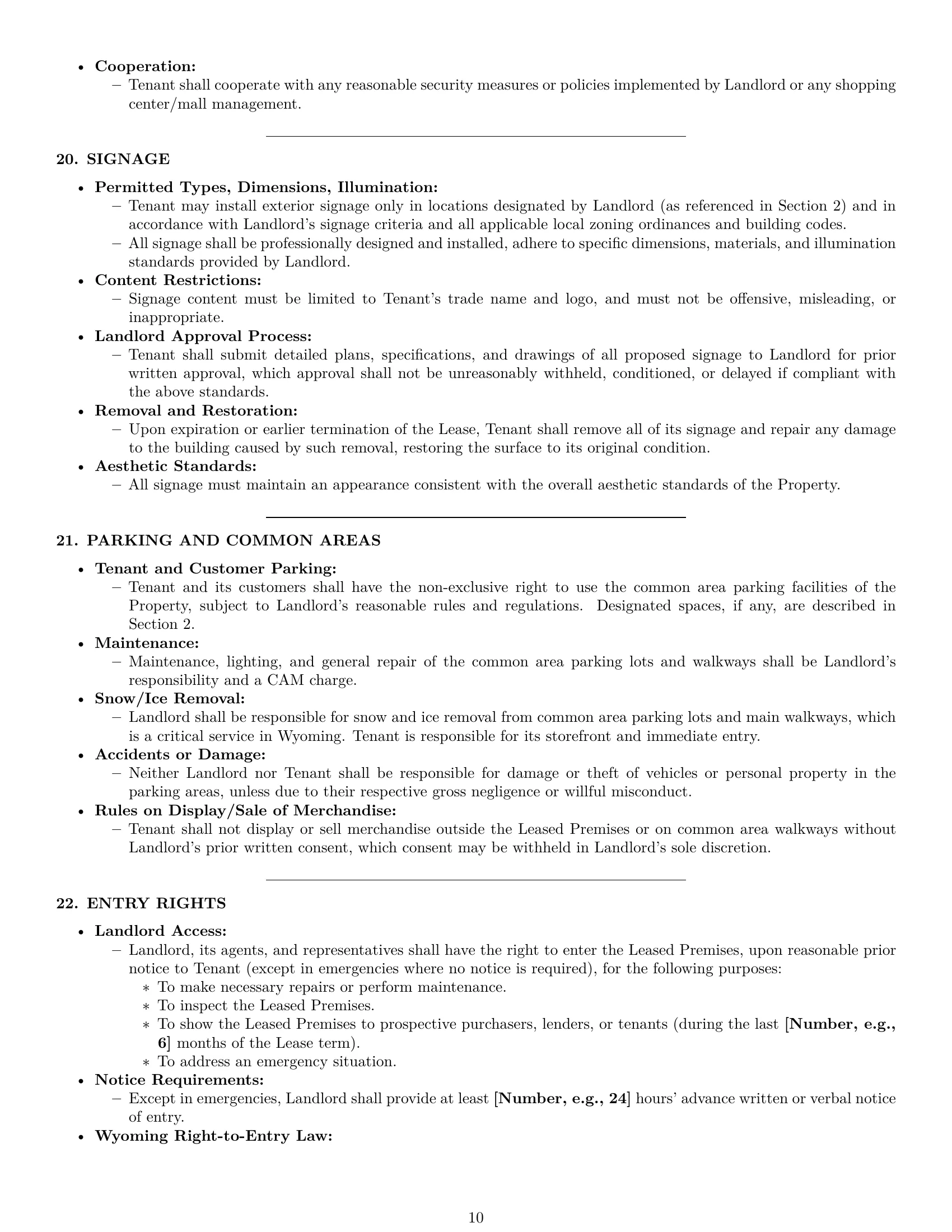 Preview page 10 of Pro Wyoming retail lease agreement template