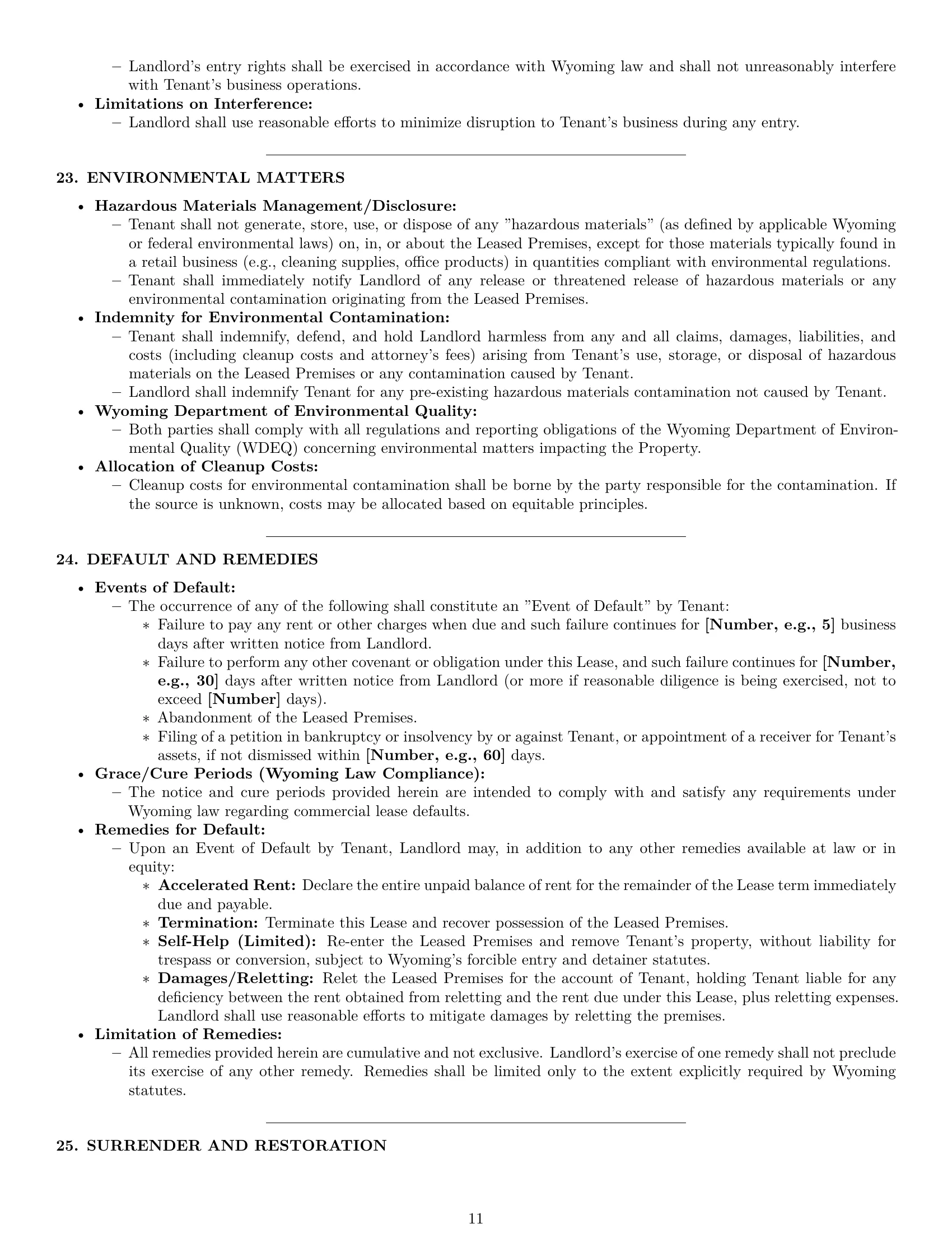 Preview page 11 of Pro Wyoming retail lease agreement template