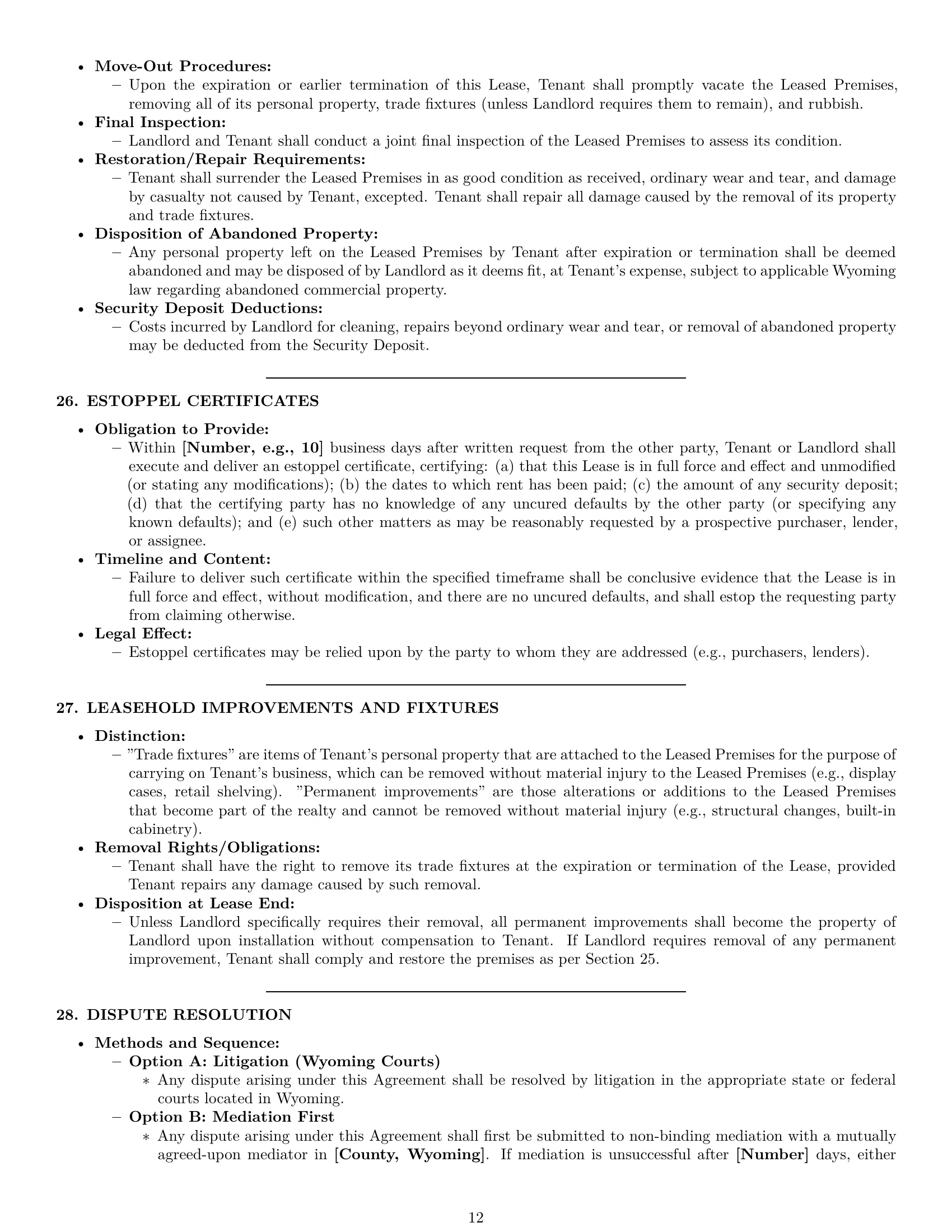 Preview page 12 of Pro Wyoming retail lease agreement template