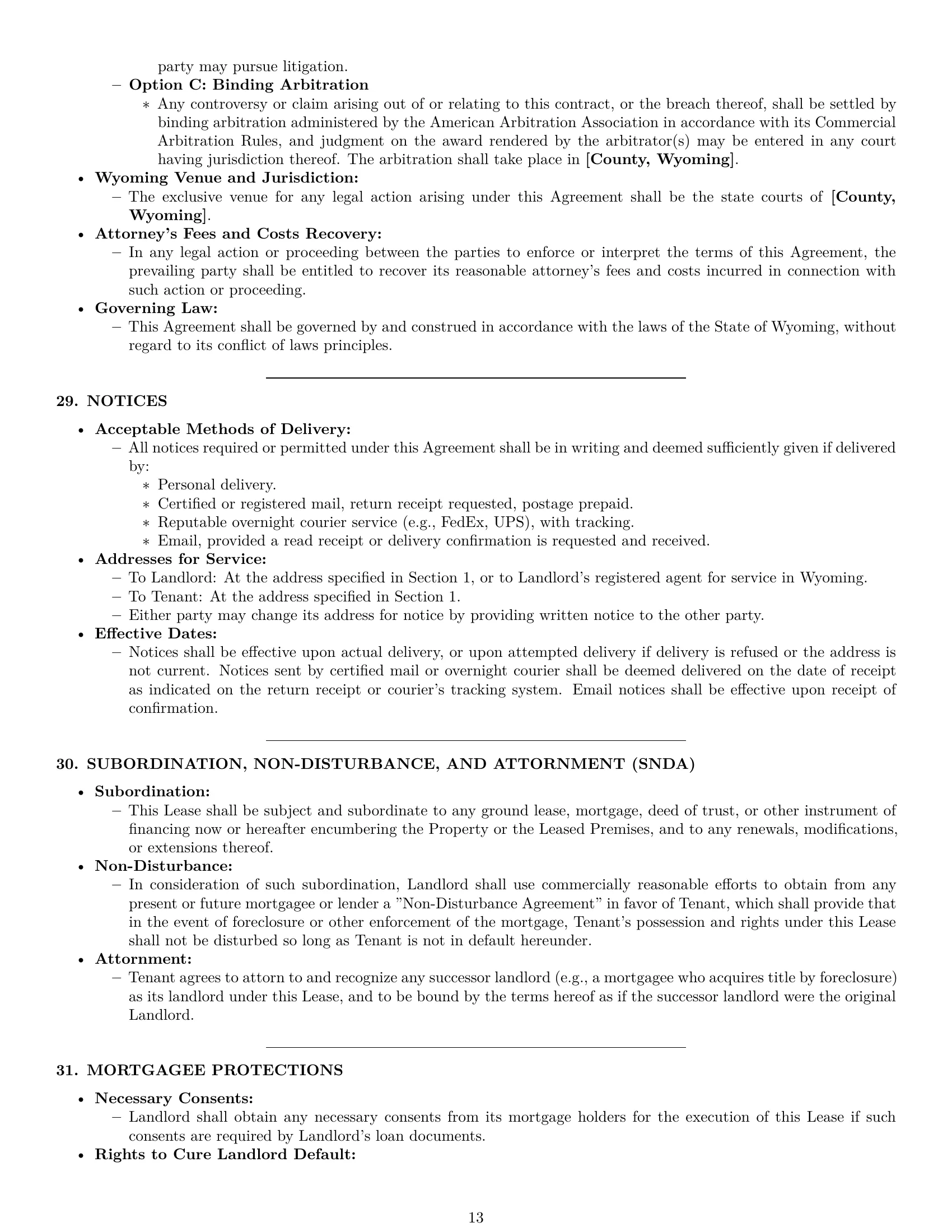 Preview page 13 of Pro Wyoming retail lease agreement template