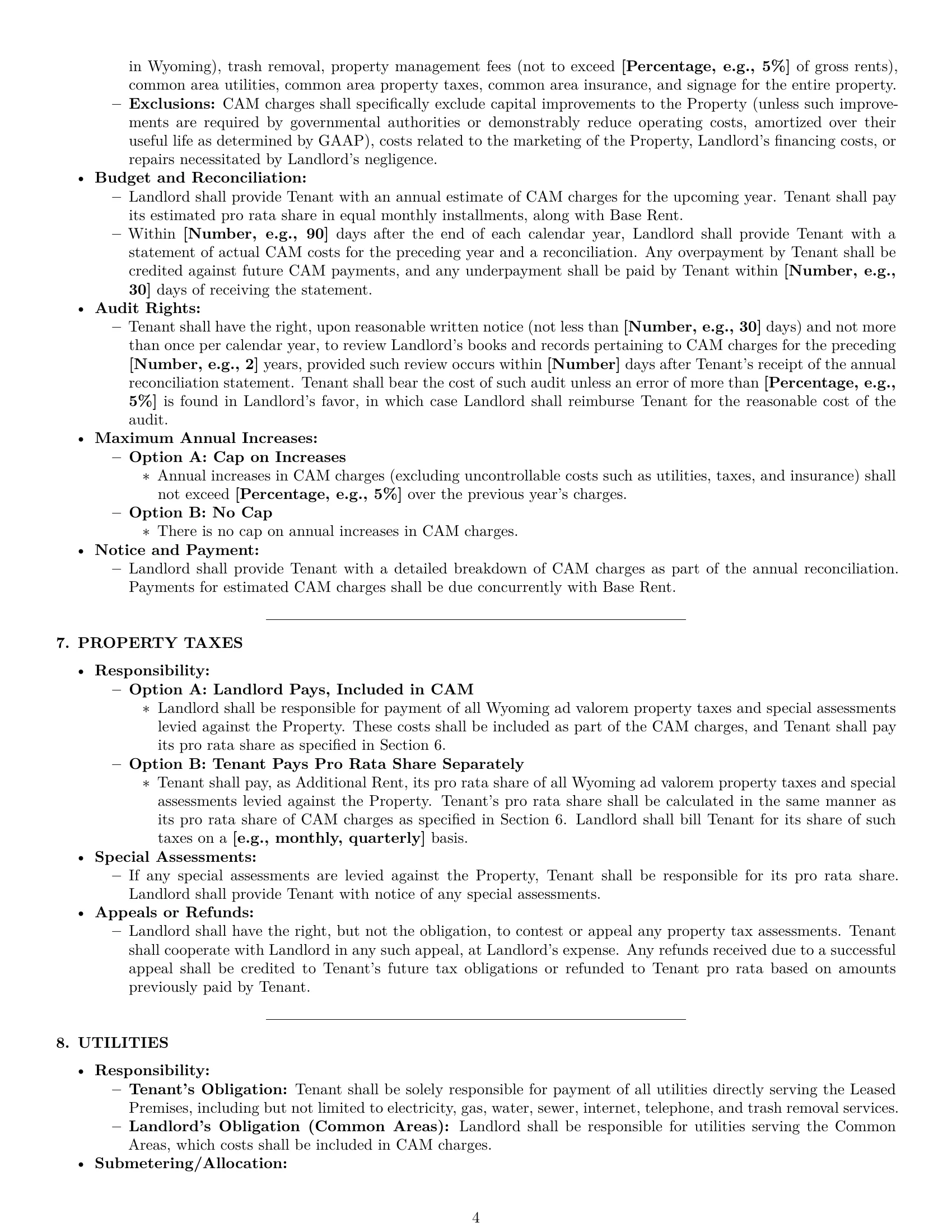 Preview page 4 of Pro Wyoming retail lease agreement template
