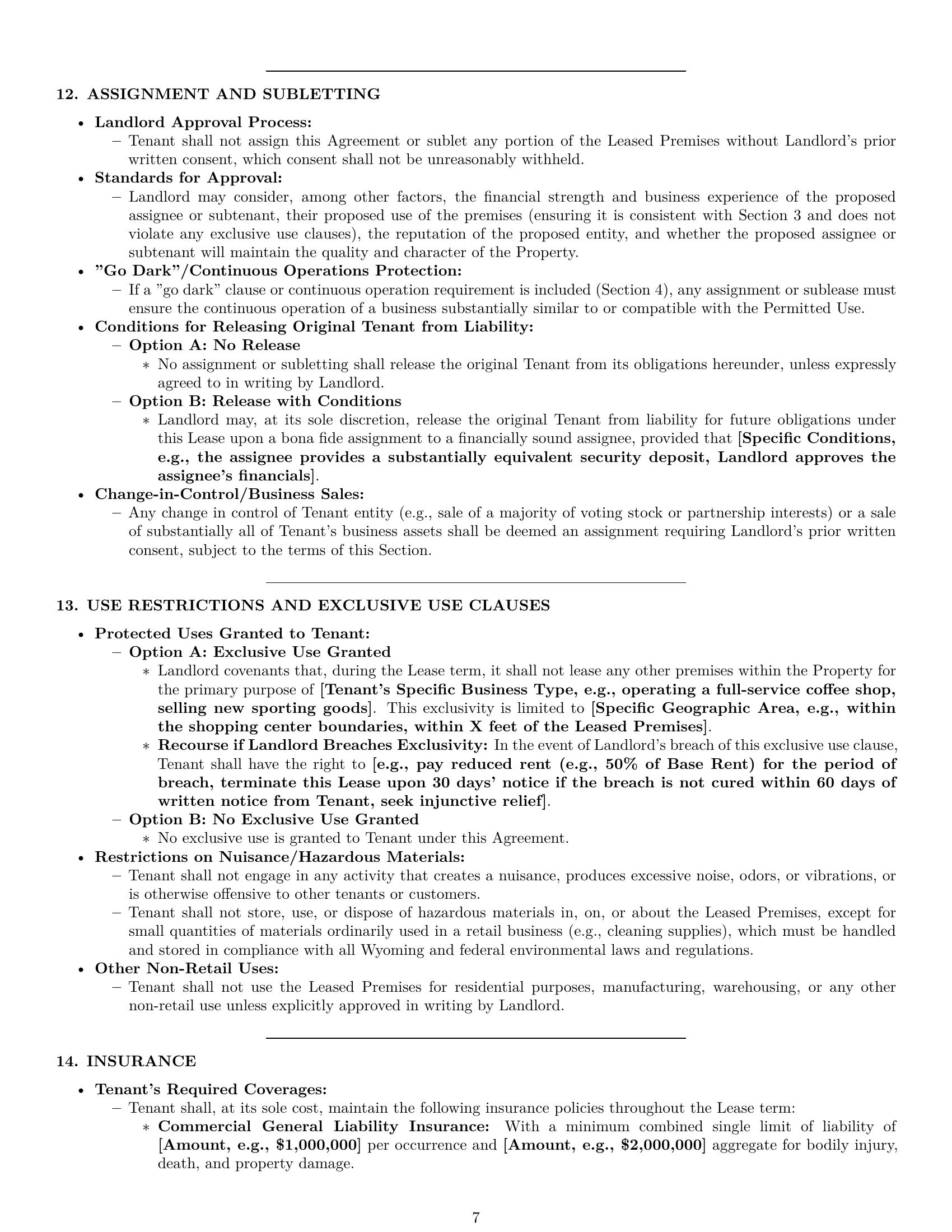 Preview page 7 of Pro Wyoming retail lease agreement template