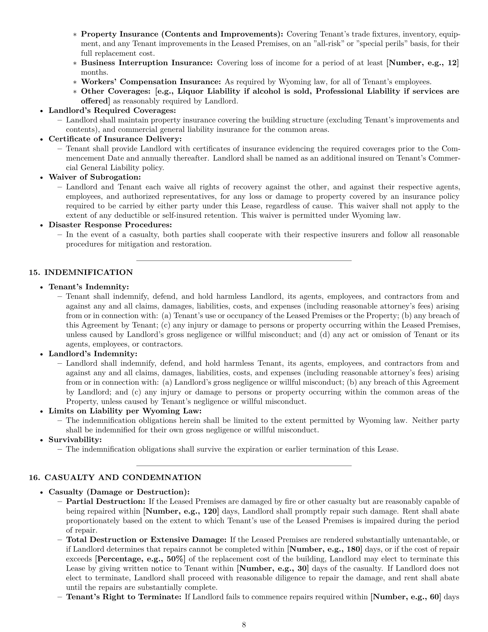 Preview page 8 of Pro Wyoming retail lease agreement template