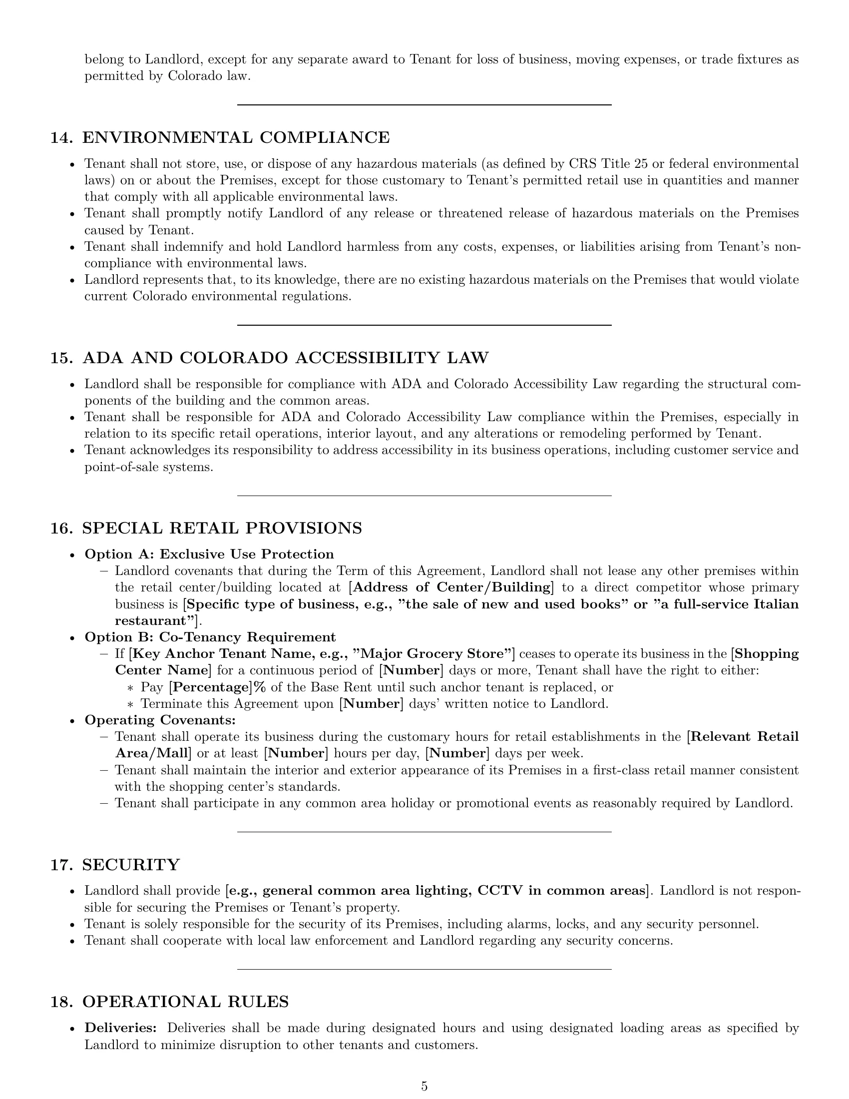 Preview page 5 of Pro Colorado retail lease agreement template