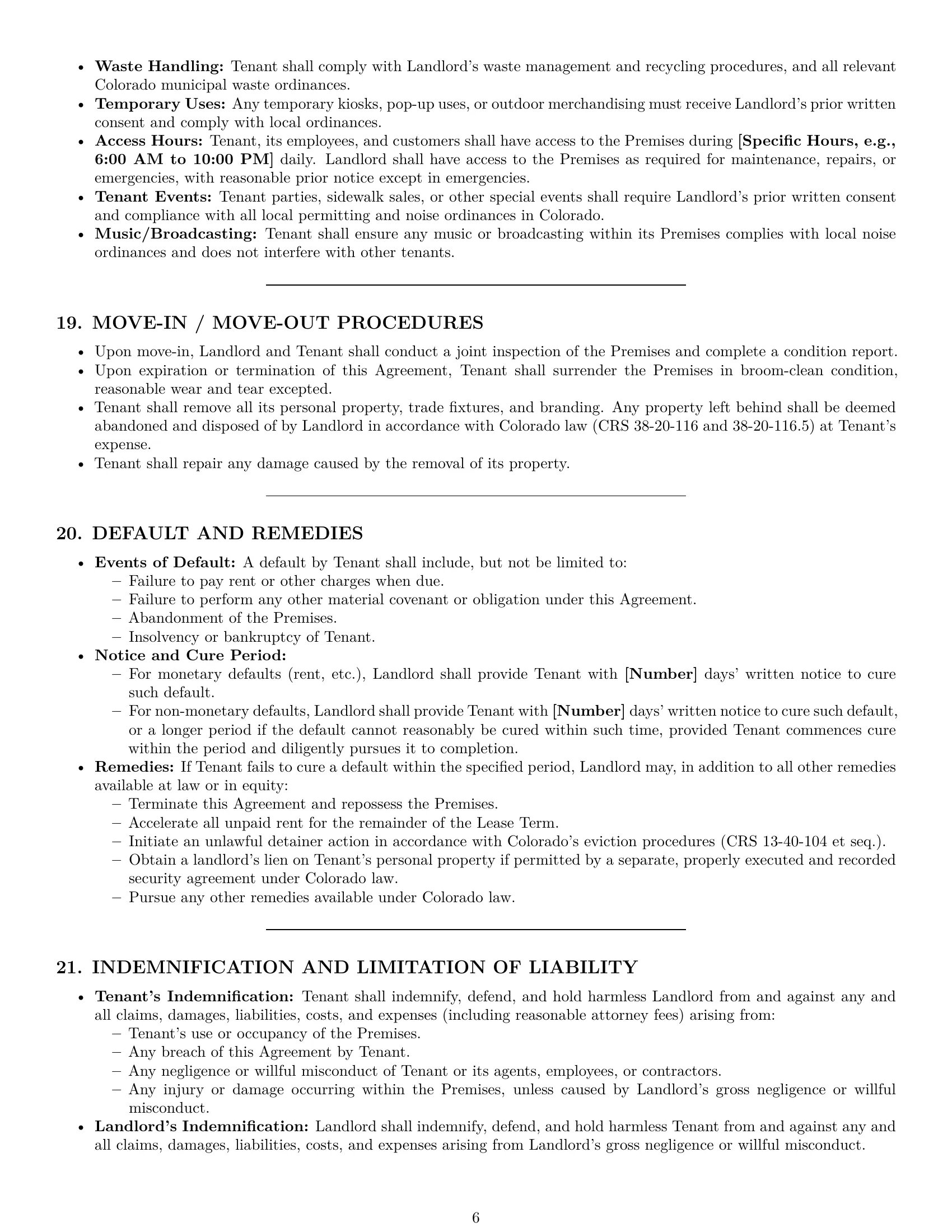 Preview page 6 of Pro Colorado retail lease agreement template