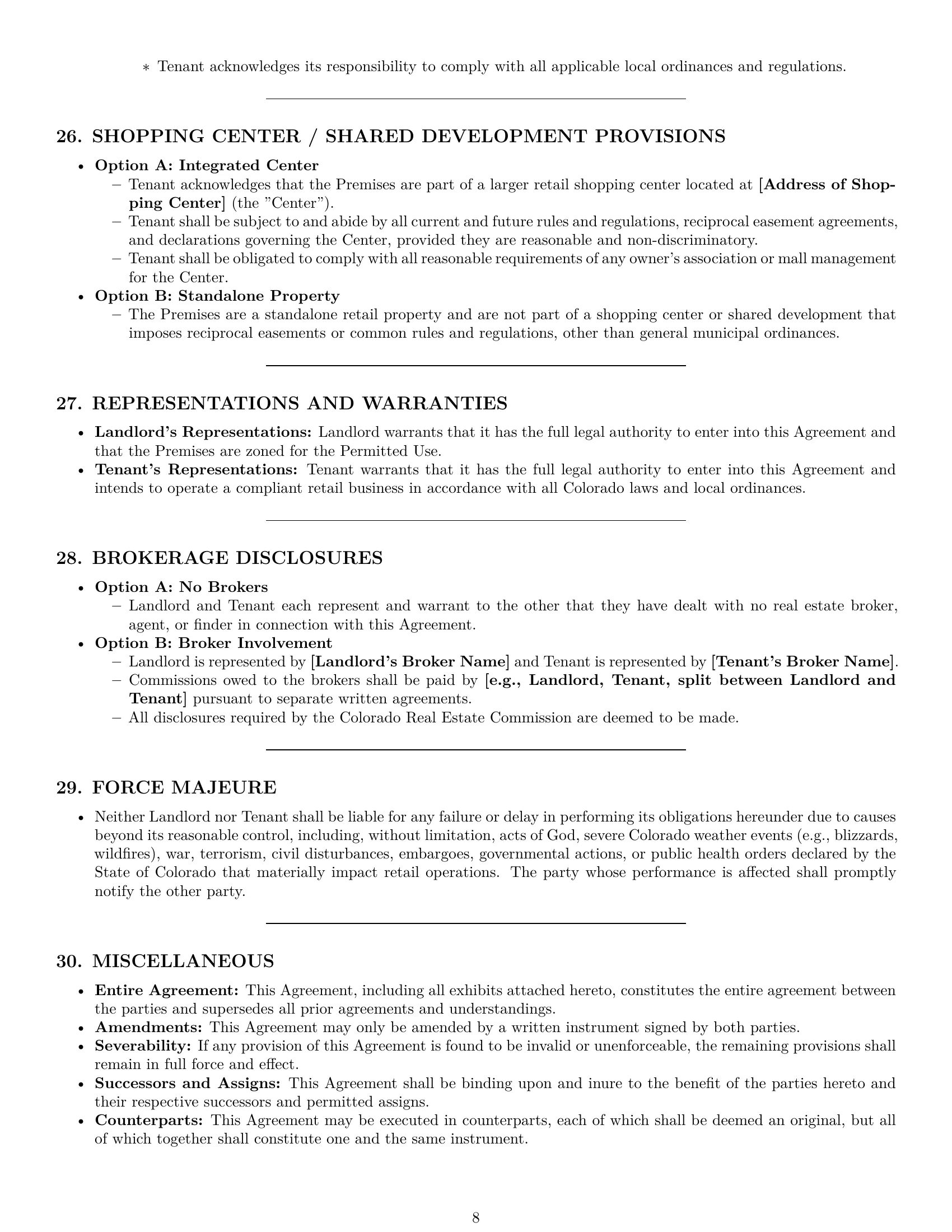 Preview page 8 of Pro Colorado retail lease agreement template