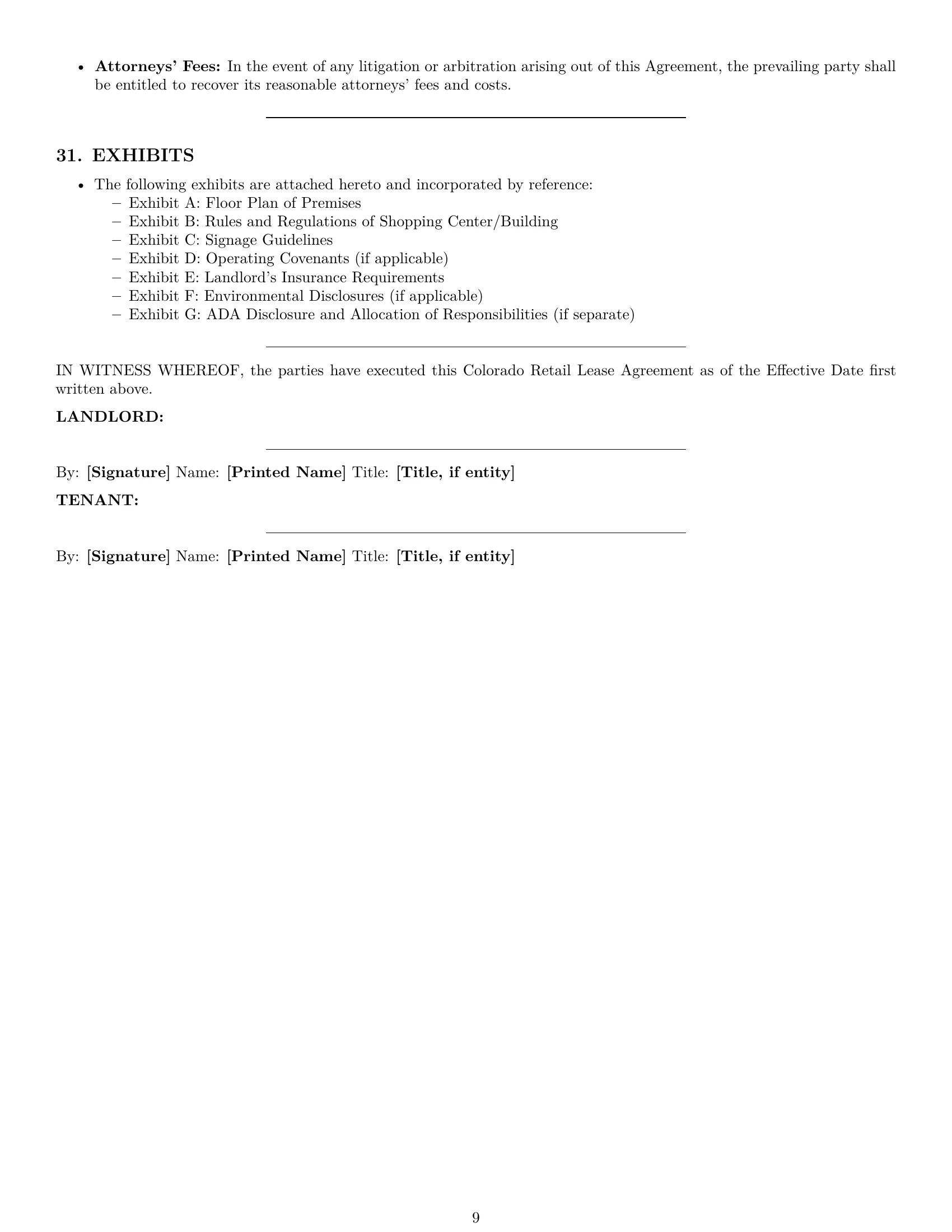 Preview page 9 of Pro Colorado retail lease agreement template