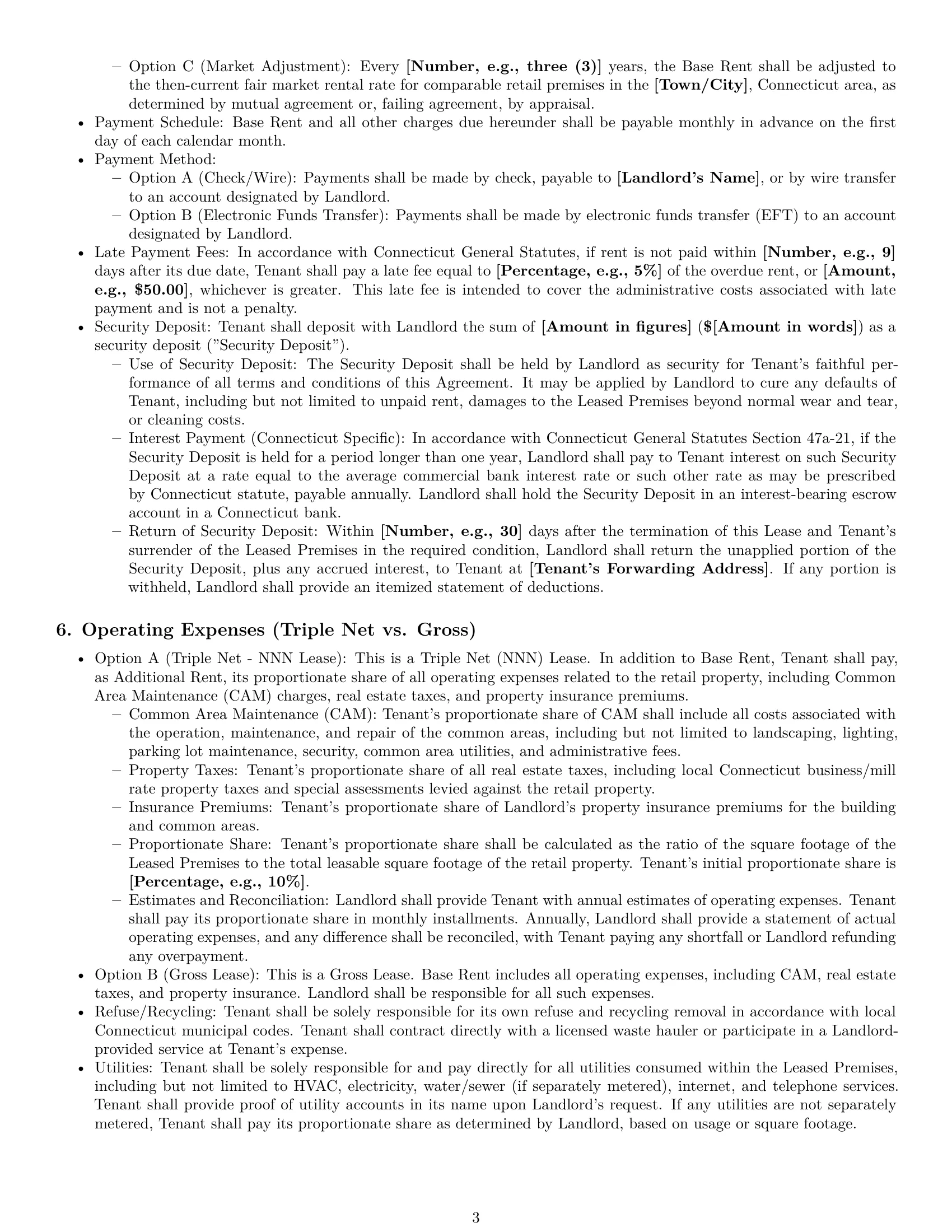 Preview page 3 of Pro Connecticut retail lease agreement template