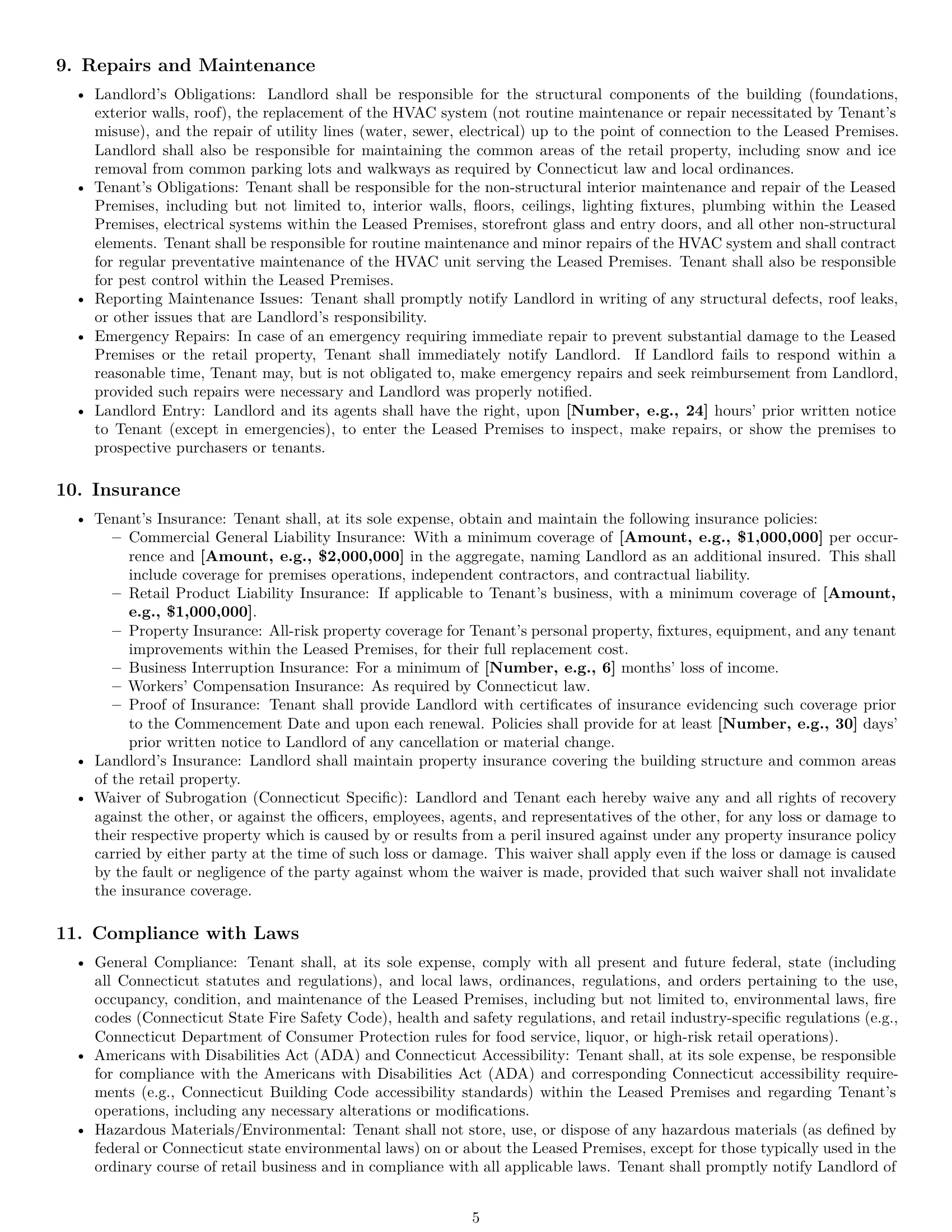 Preview page 5 of Pro Connecticut retail lease agreement template