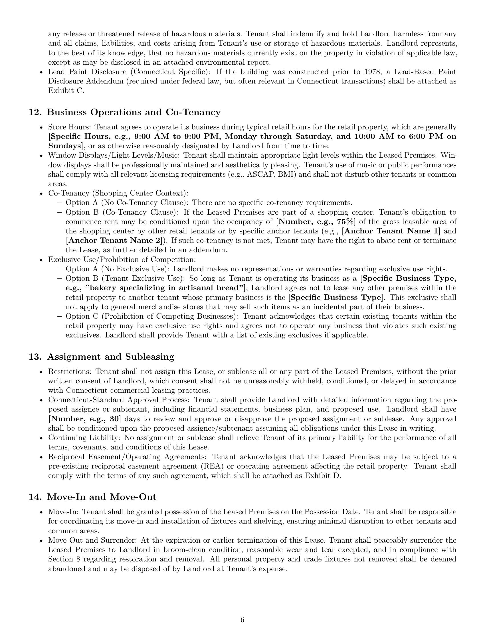 Preview page 6 of Pro Connecticut retail lease agreement template