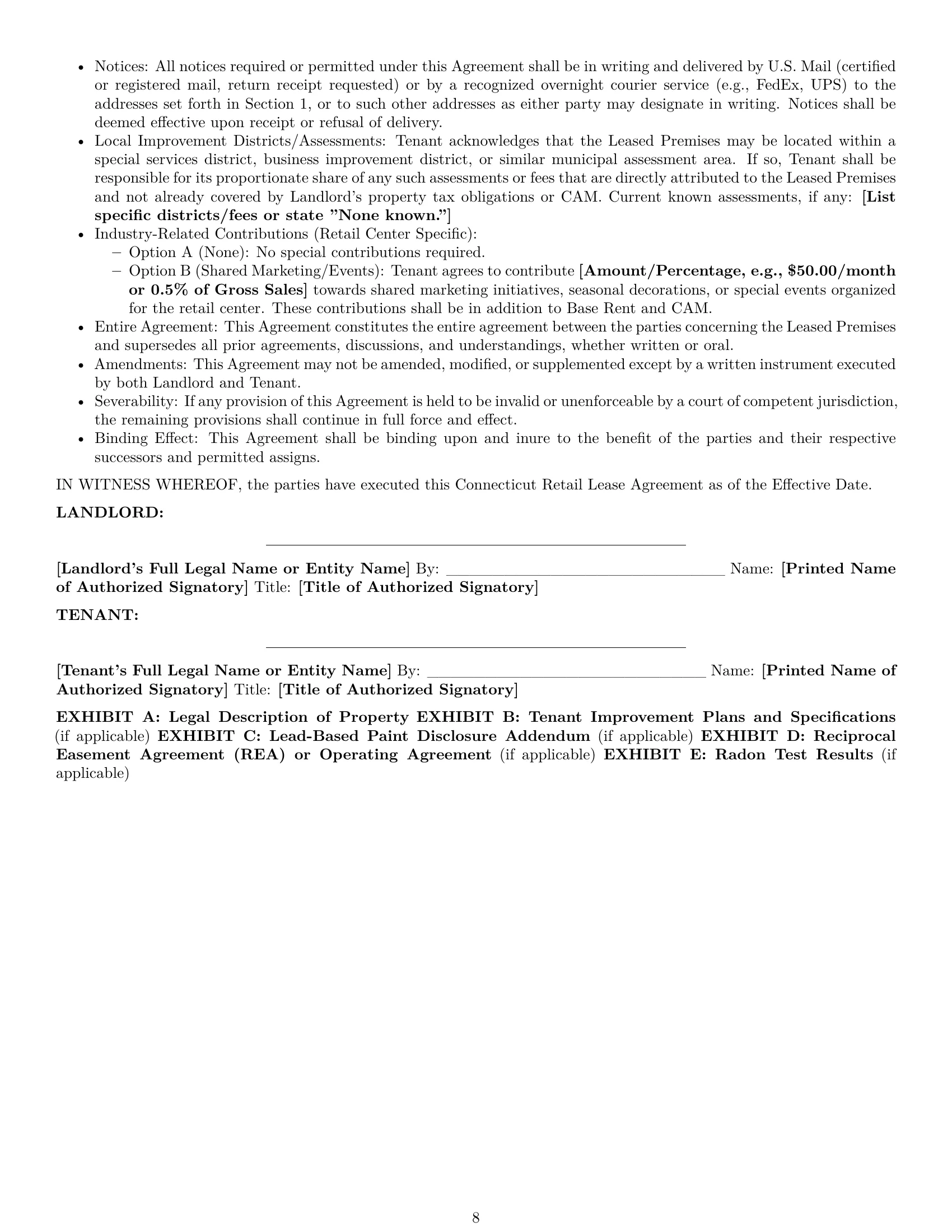 Preview page 8 of Pro Connecticut retail lease agreement template