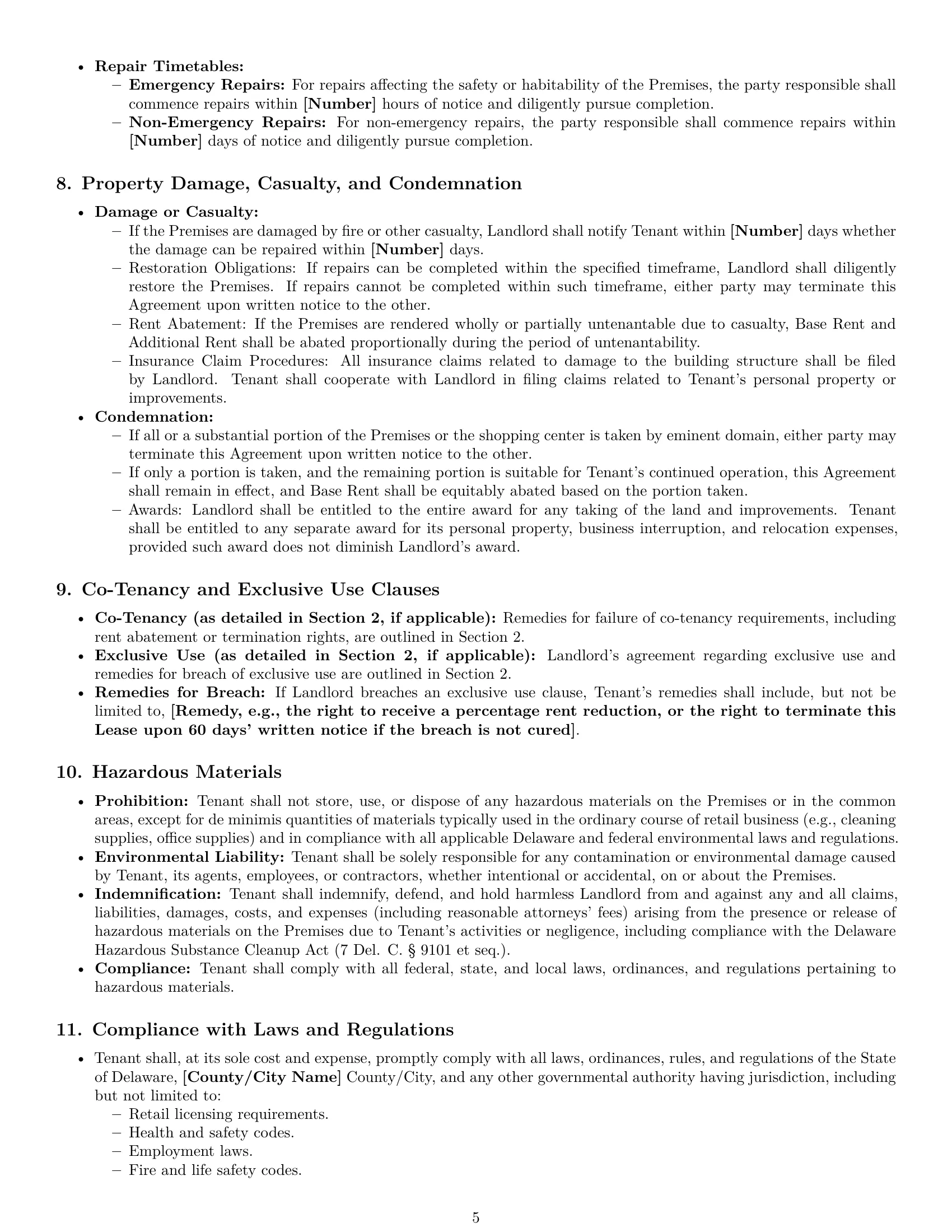 Preview page 5 of Pro Delaware retail lease agreement template