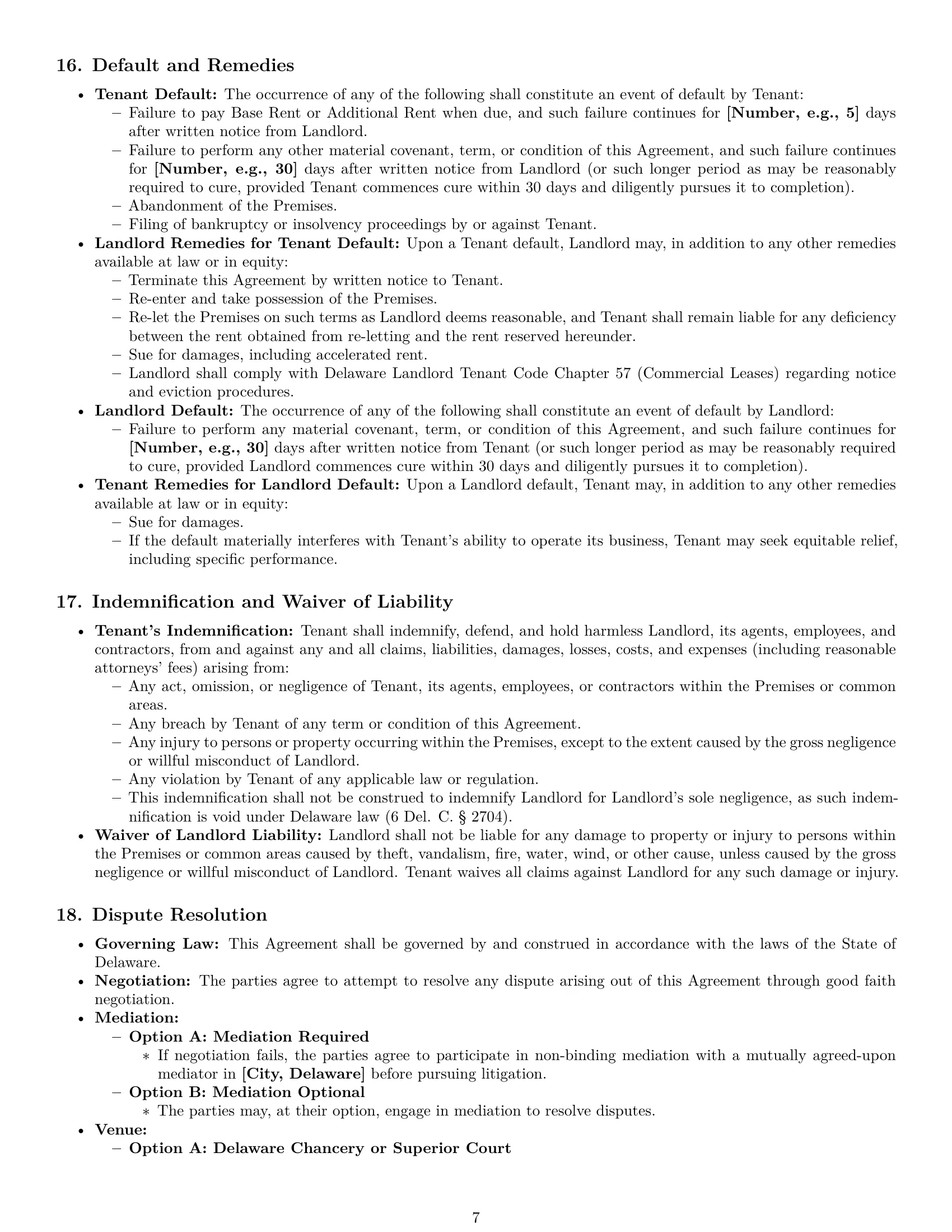 Preview page 7 of Pro Delaware retail lease agreement template