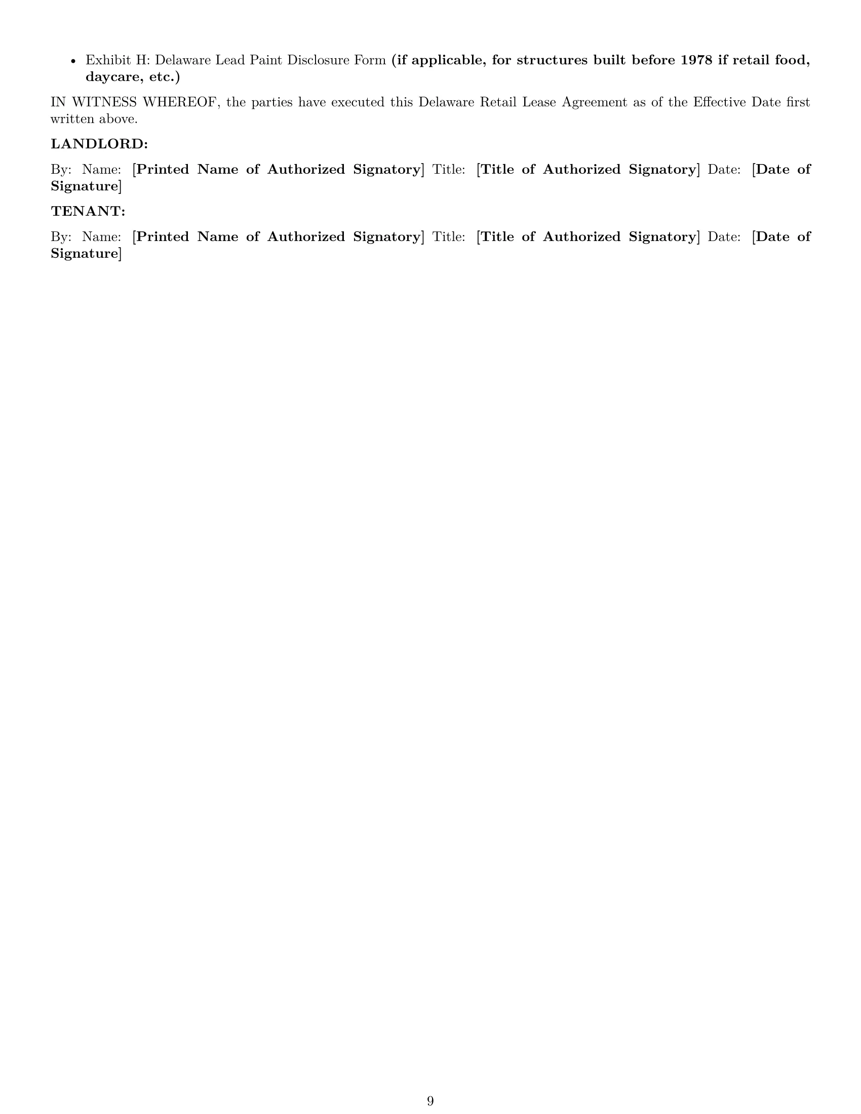Preview page 9 of Pro Delaware retail lease agreement template