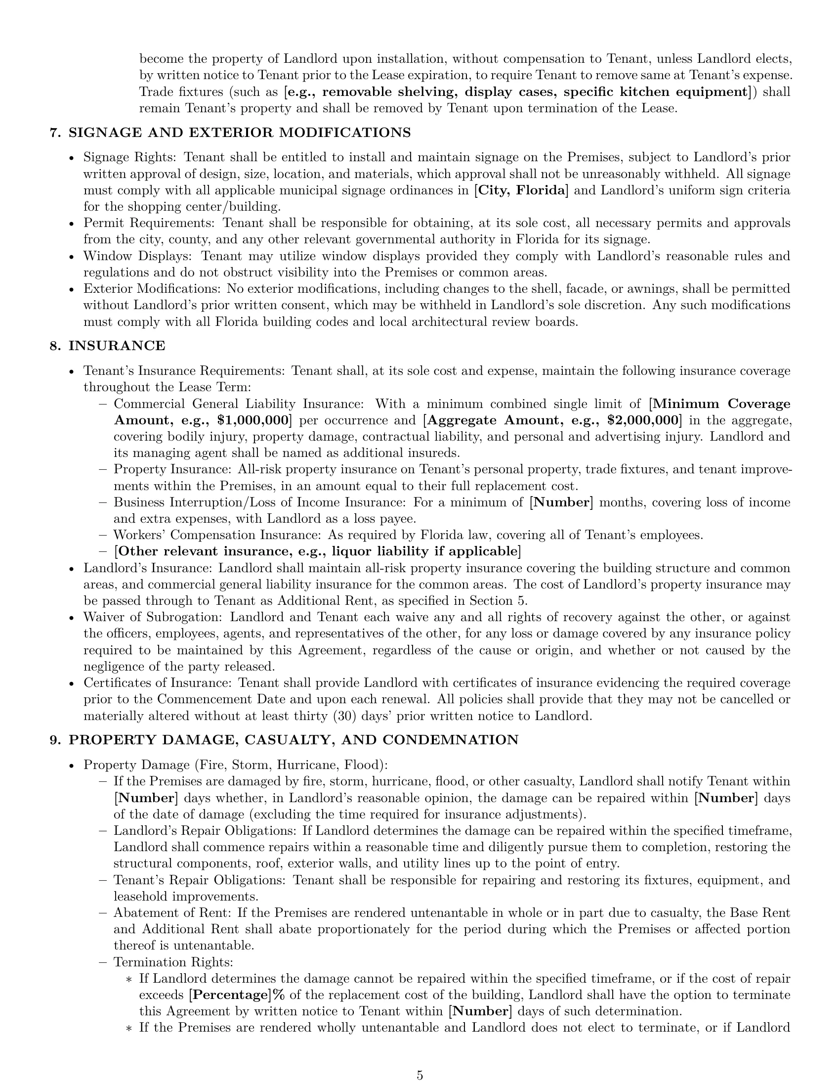 Preview page 5 of Pro Florida retail lease agreement template