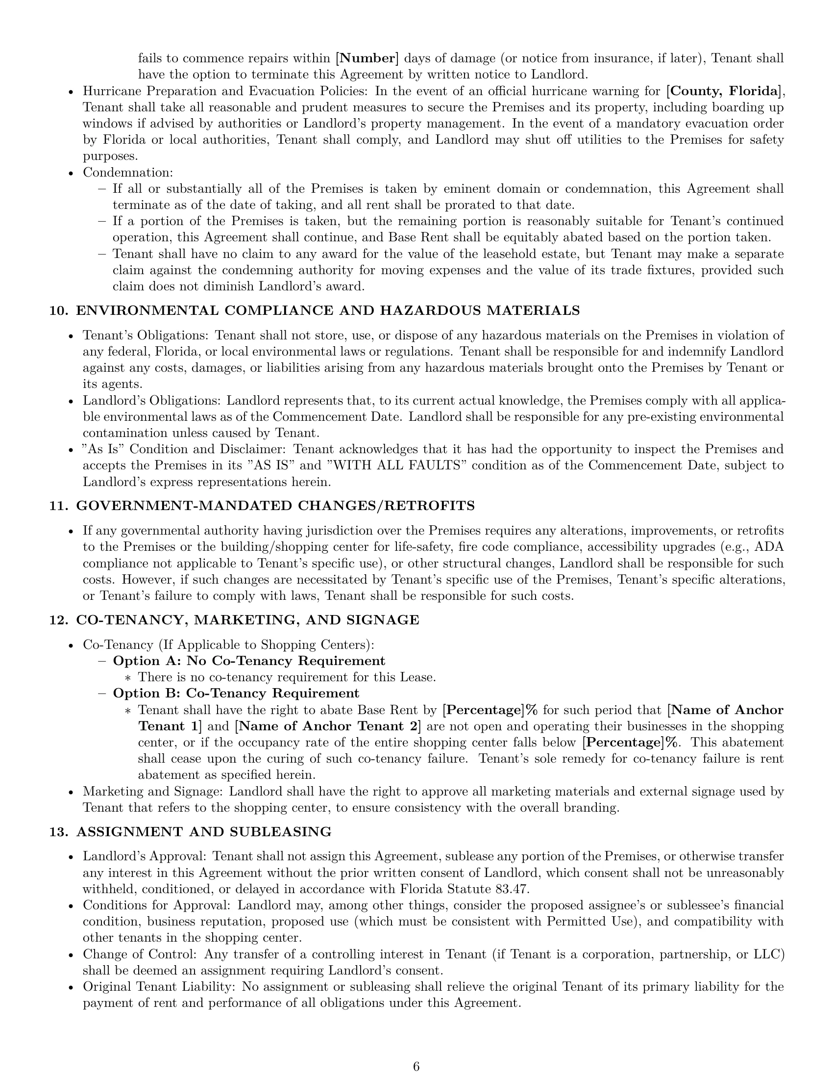 Preview page 6 of Pro Florida retail lease agreement template