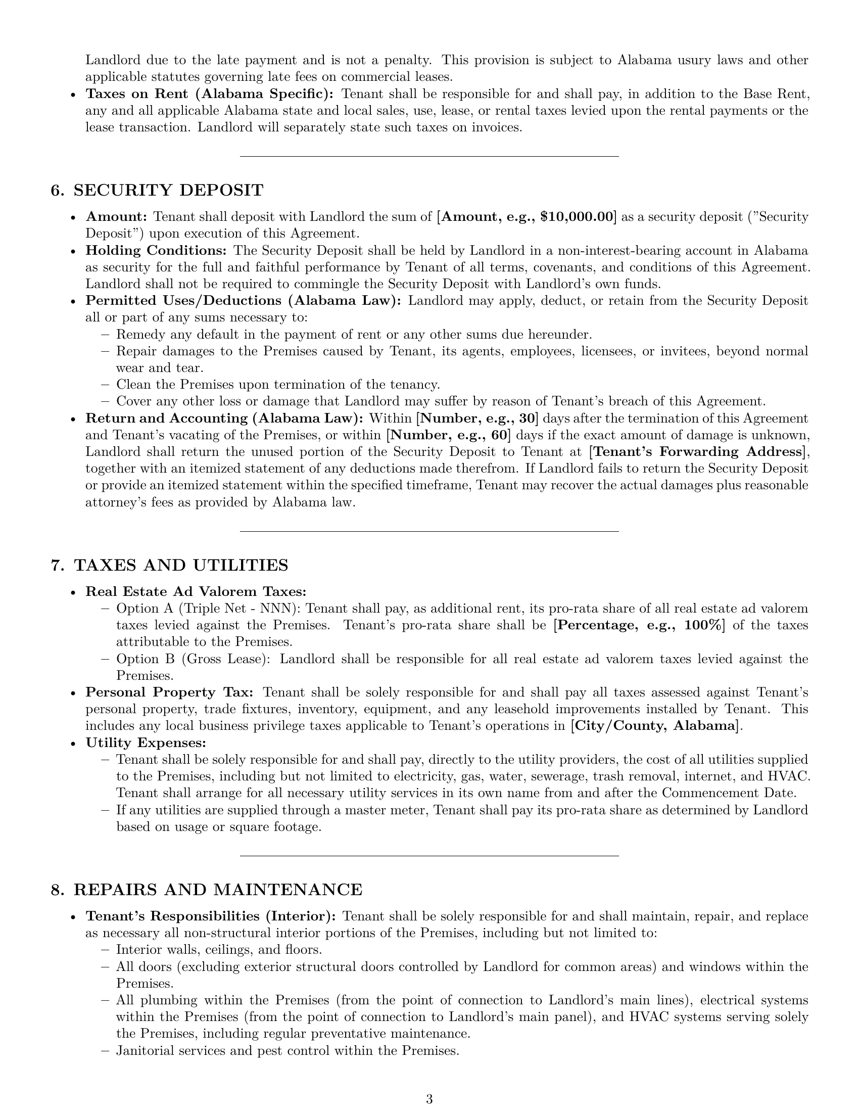 Preview page 3 of Pro Alabama warehouse lease agreement template