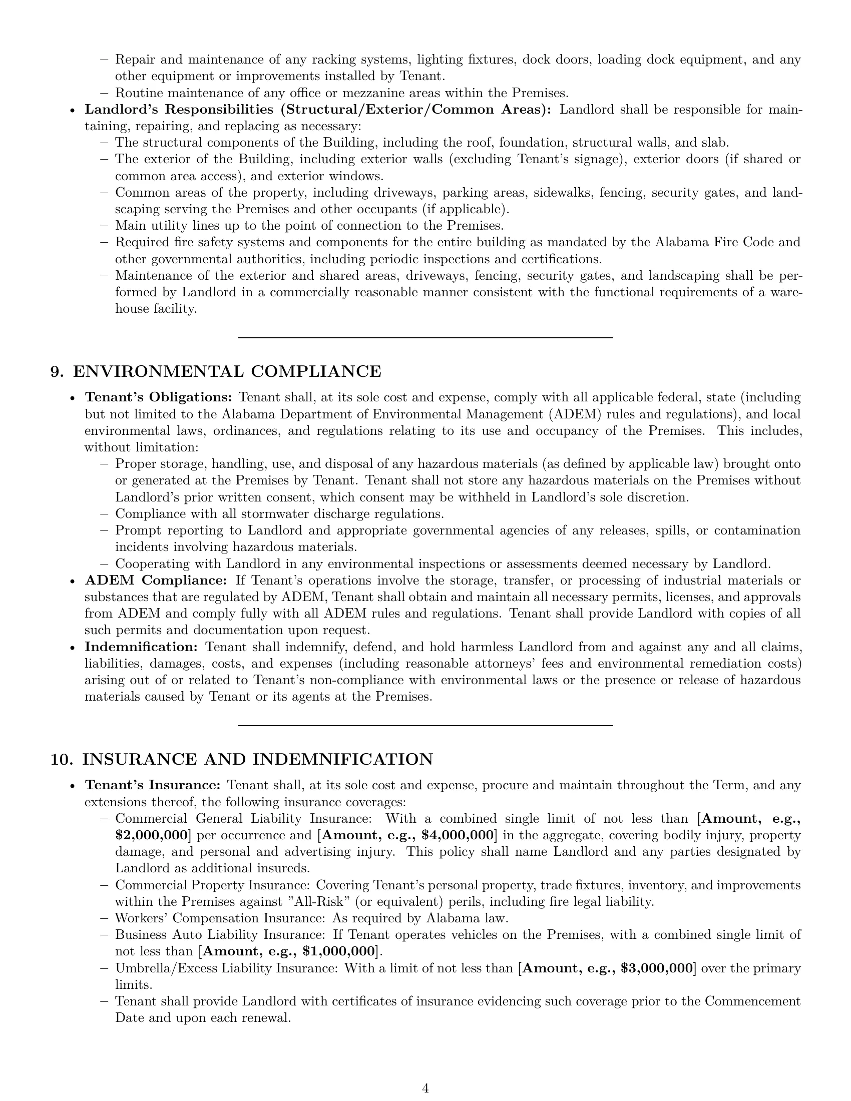 Preview page 4 of Pro Alabama warehouse lease agreement template