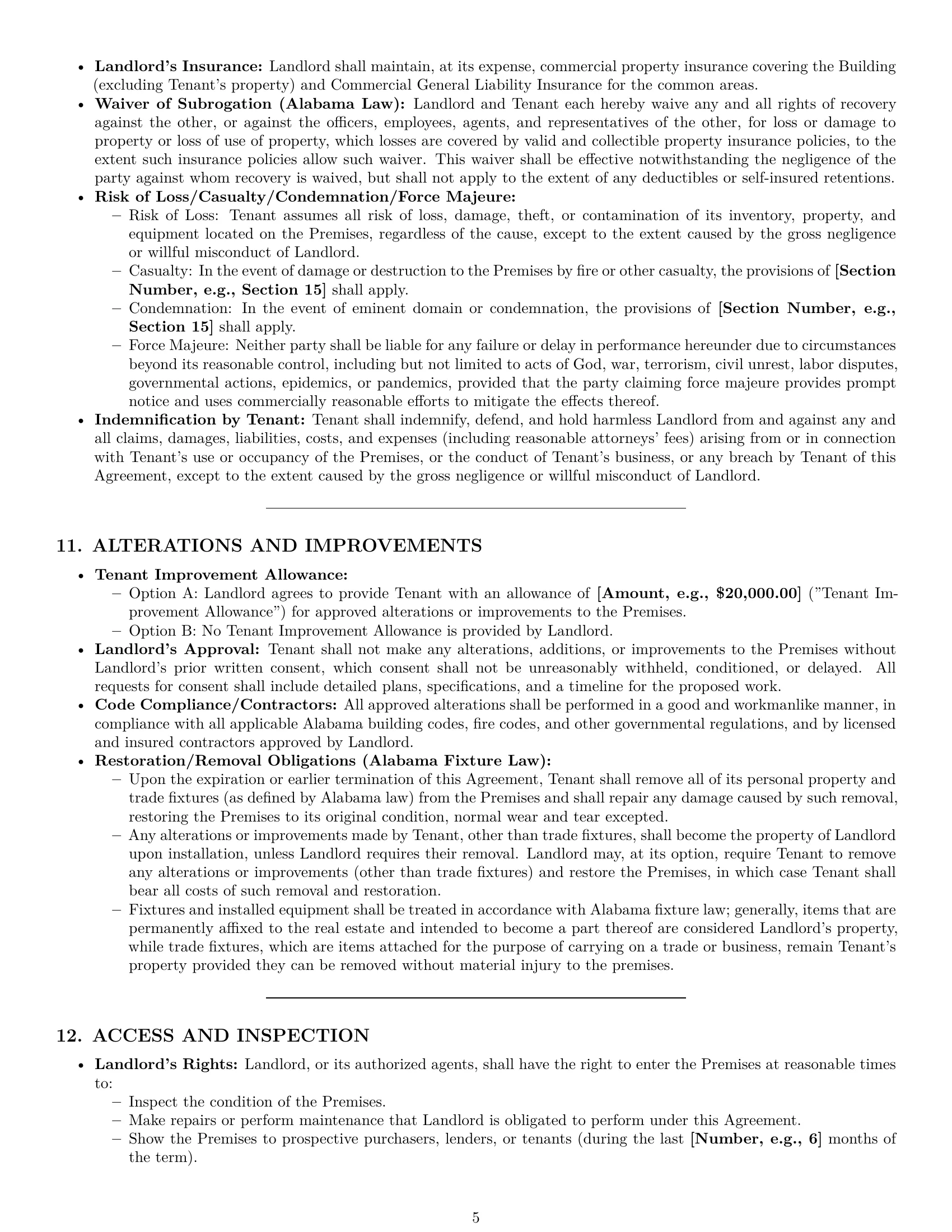 Preview page 5 of Pro Alabama warehouse lease agreement template
