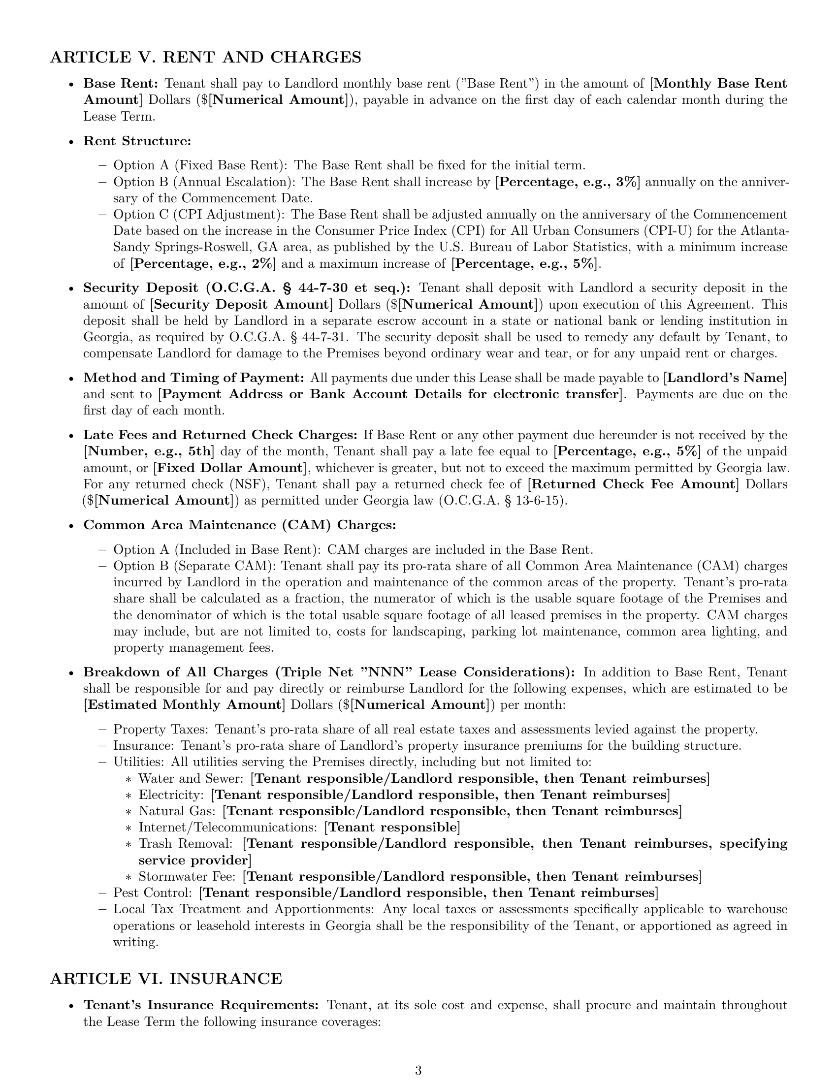 Preview page 3 of Pro Georgia warehouse lease agreement template
