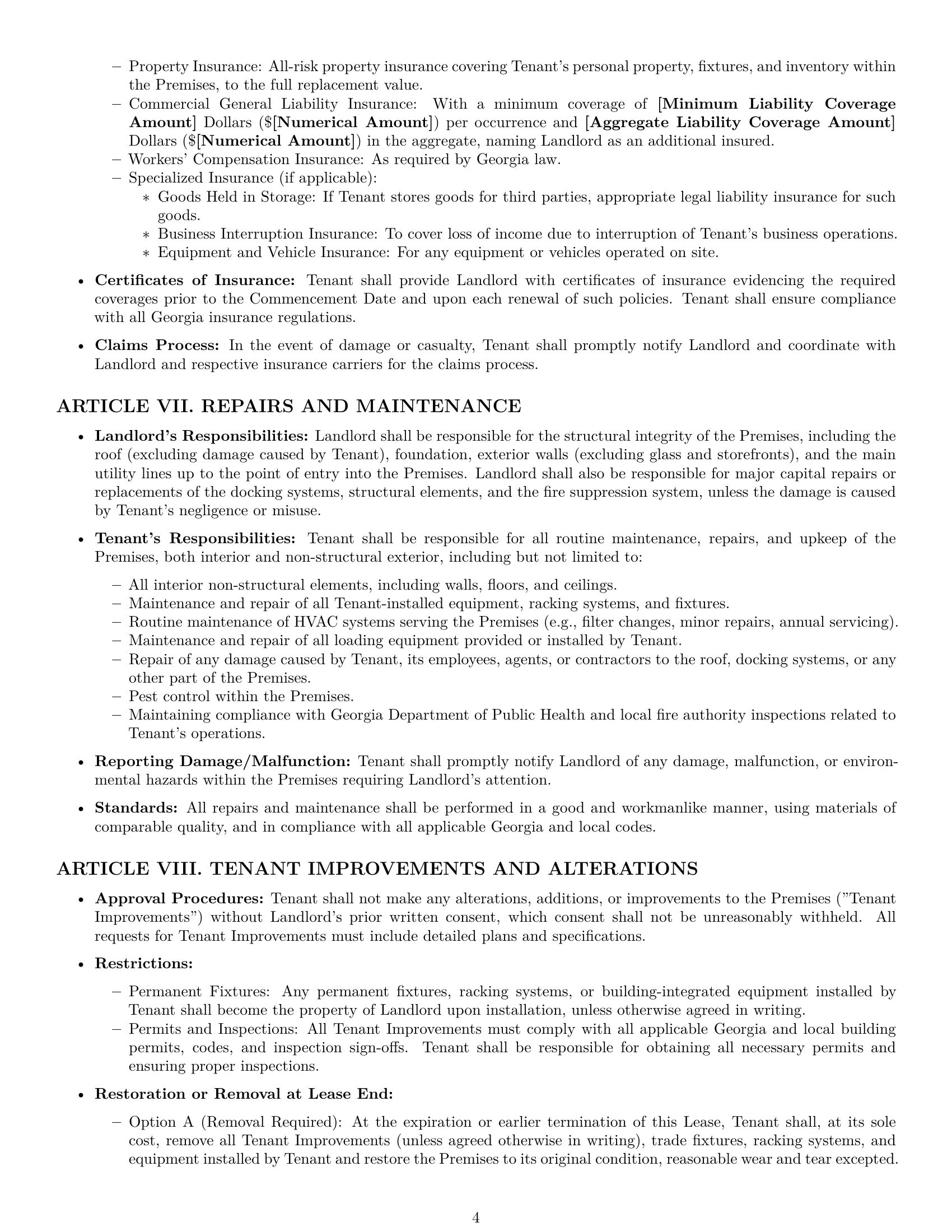 Preview page 4 of Pro Georgia warehouse lease agreement template