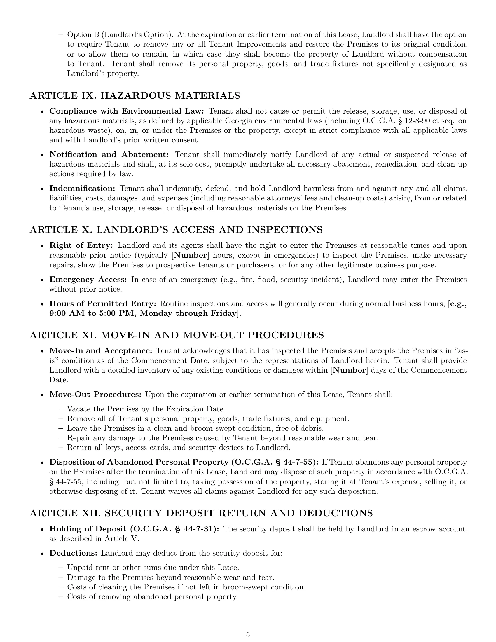 Preview page 5 of Pro Georgia warehouse lease agreement template