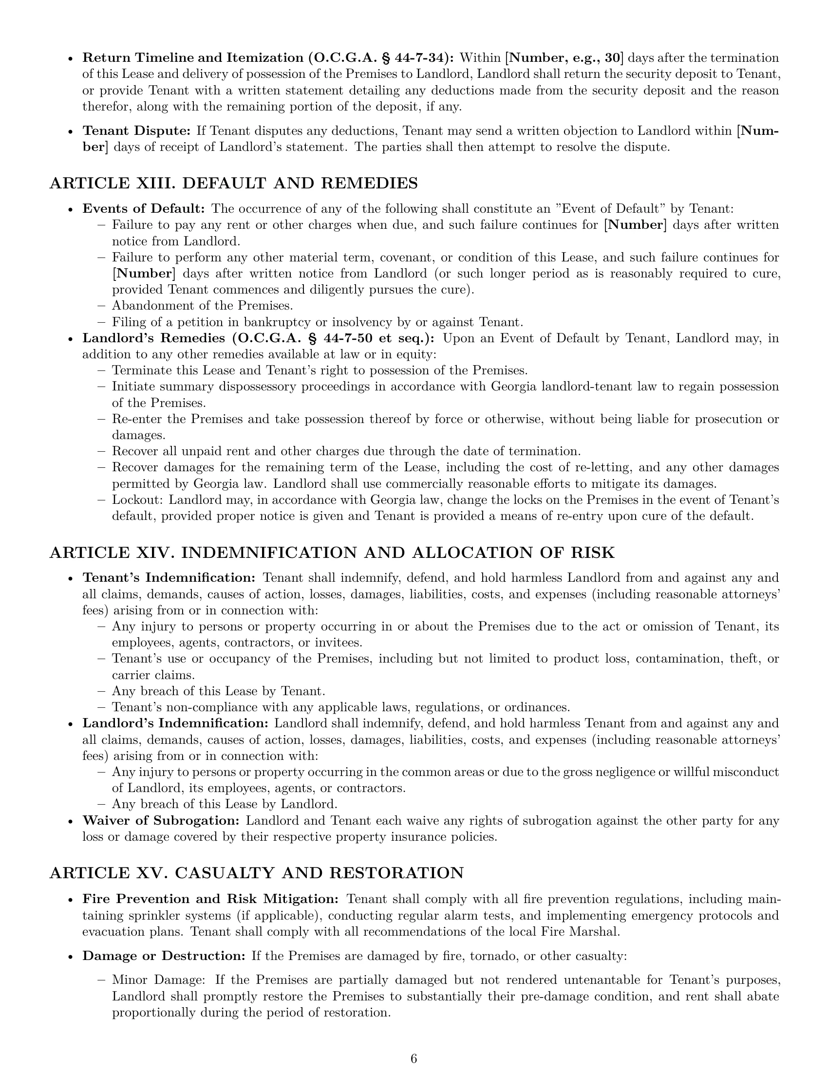 Preview page 6 of Pro Georgia warehouse lease agreement template