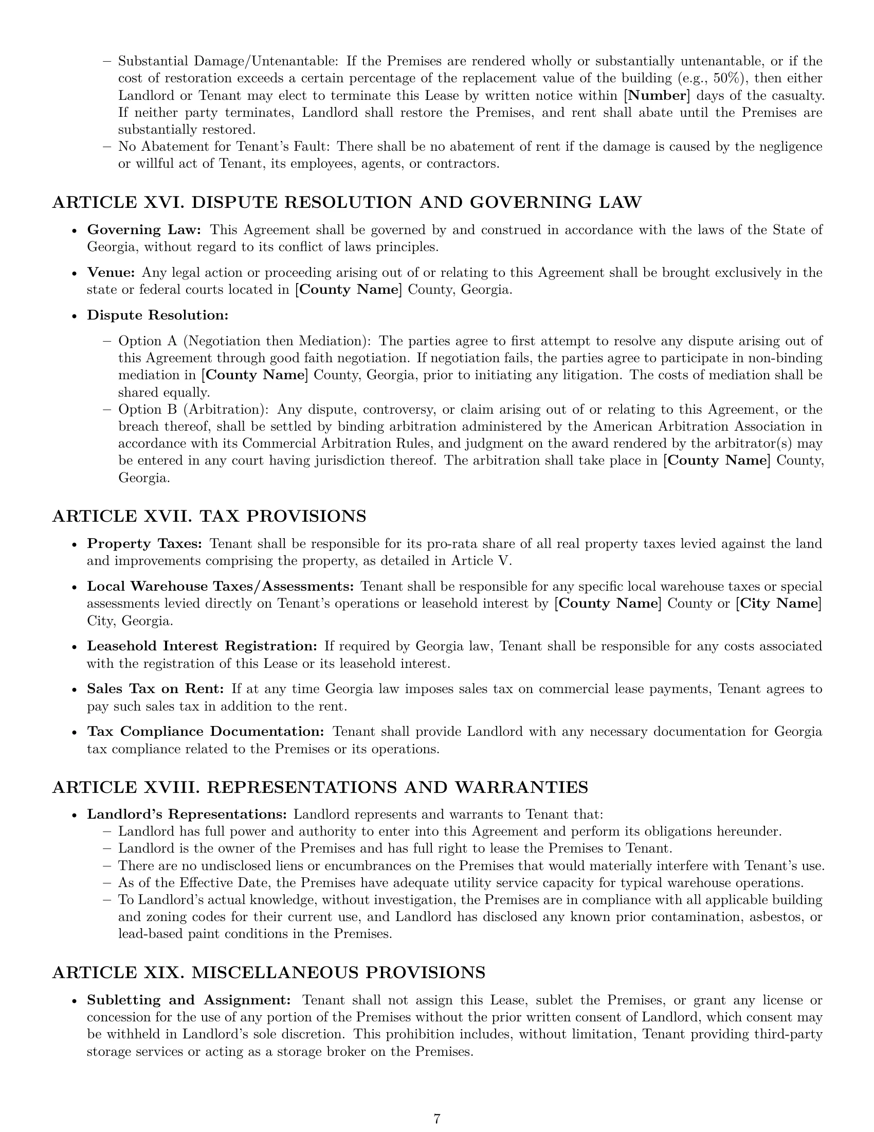 Preview page 7 of Pro Georgia warehouse lease agreement template