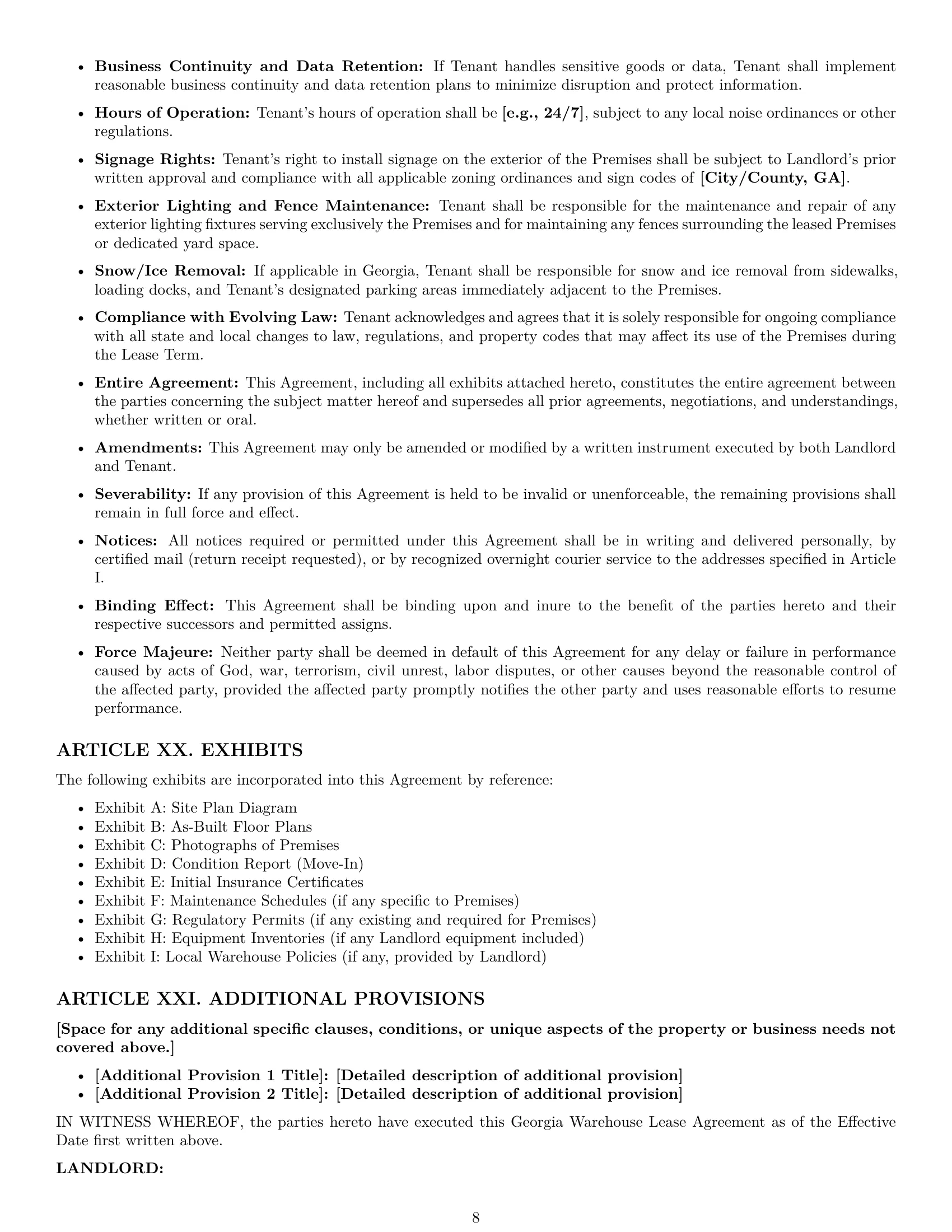 Preview page 8 of Pro Georgia warehouse lease agreement template