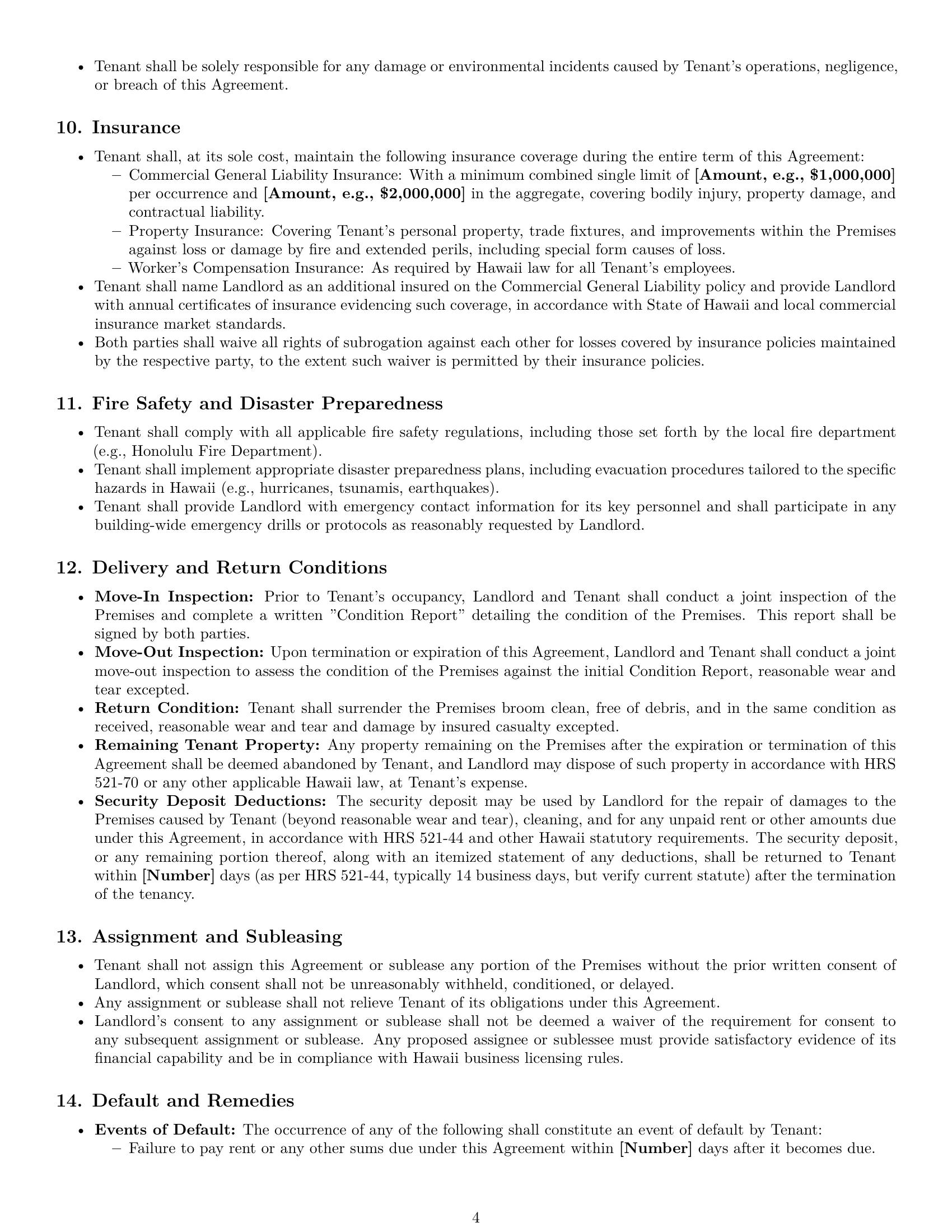 Preview page 4 of Pro Hawaii warehouse lease agreement template