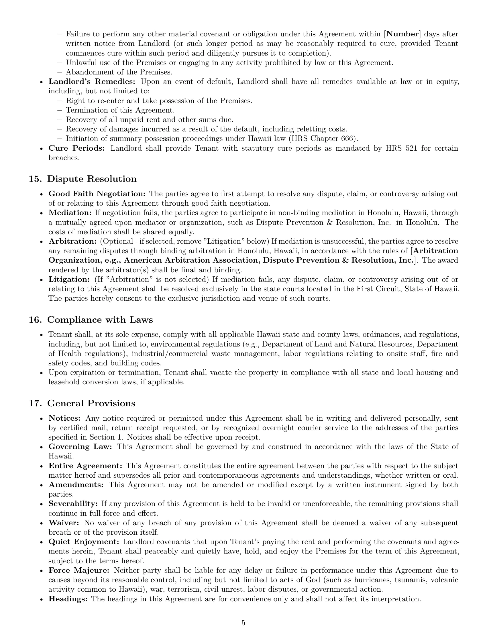 Preview page 5 of Pro Hawaii warehouse lease agreement template