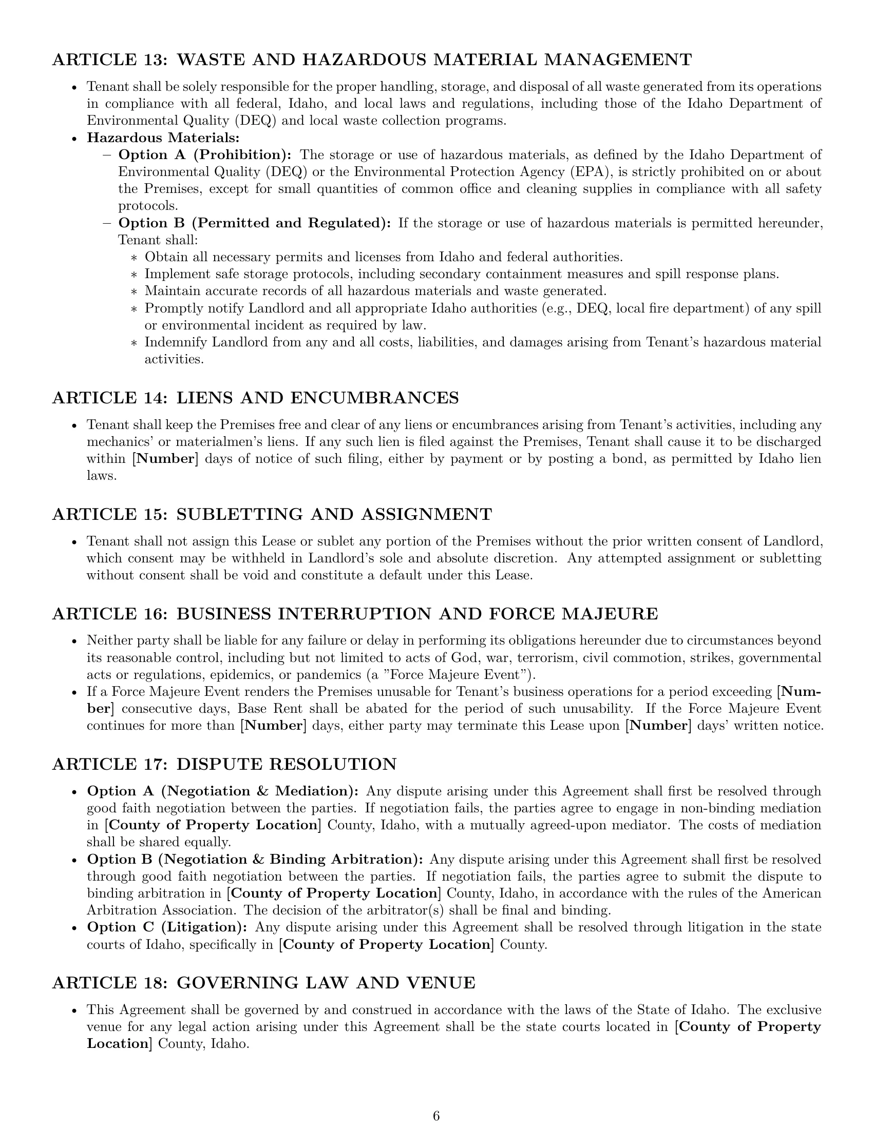 Preview page 6 of Pro Idaho warehouse lease agreement template