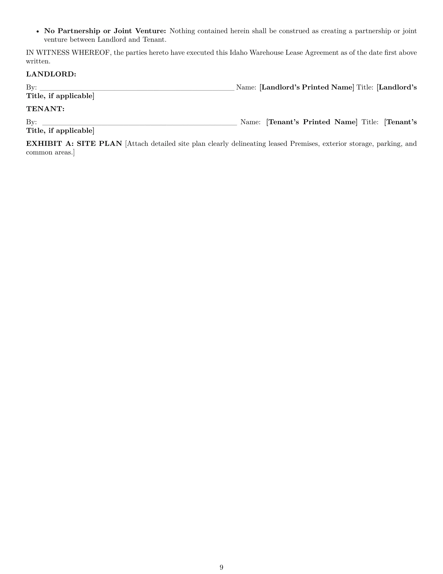 Preview page 9 of Pro Idaho warehouse lease agreement template