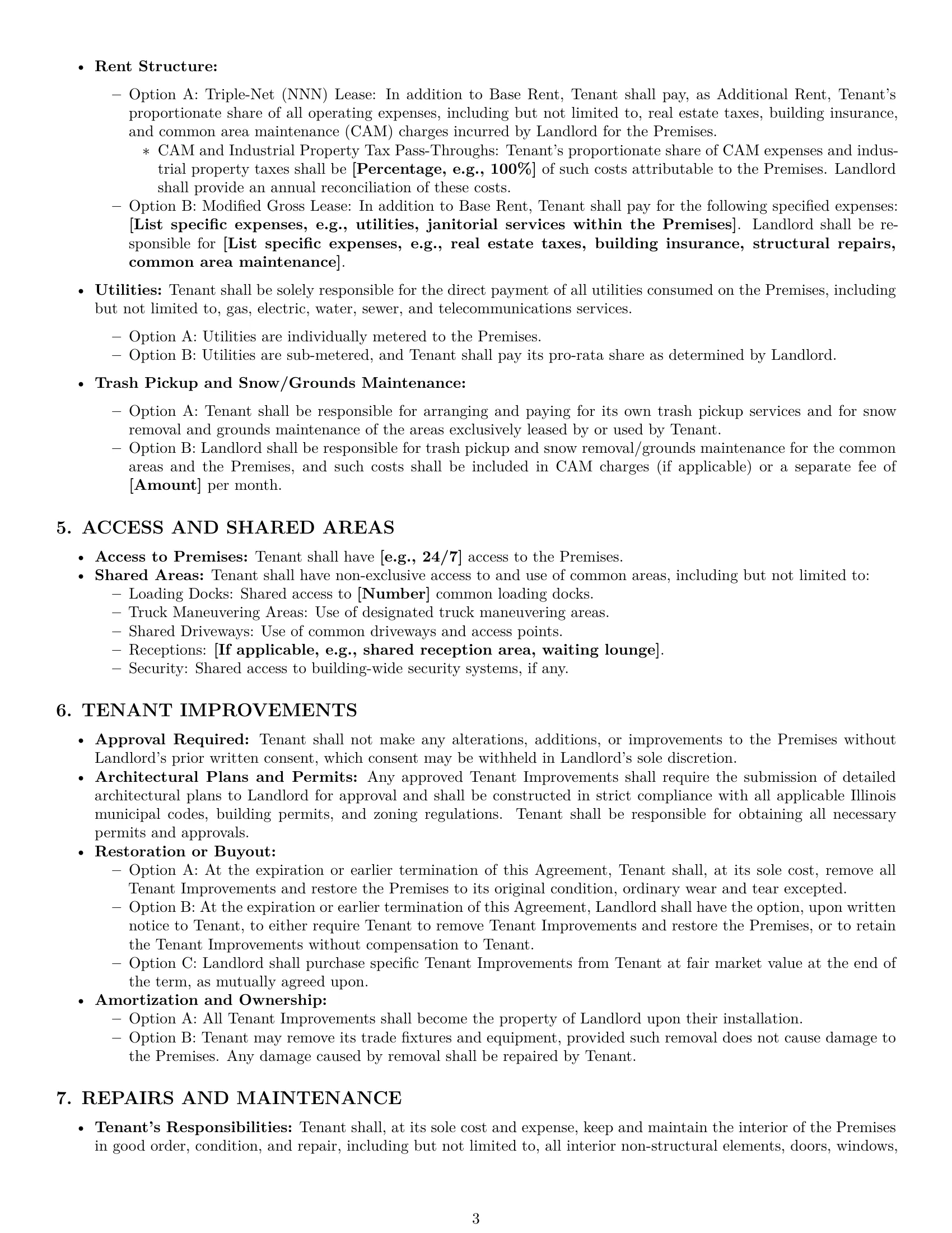 Preview page 3 of Pro Illinois warehouse lease agreement template