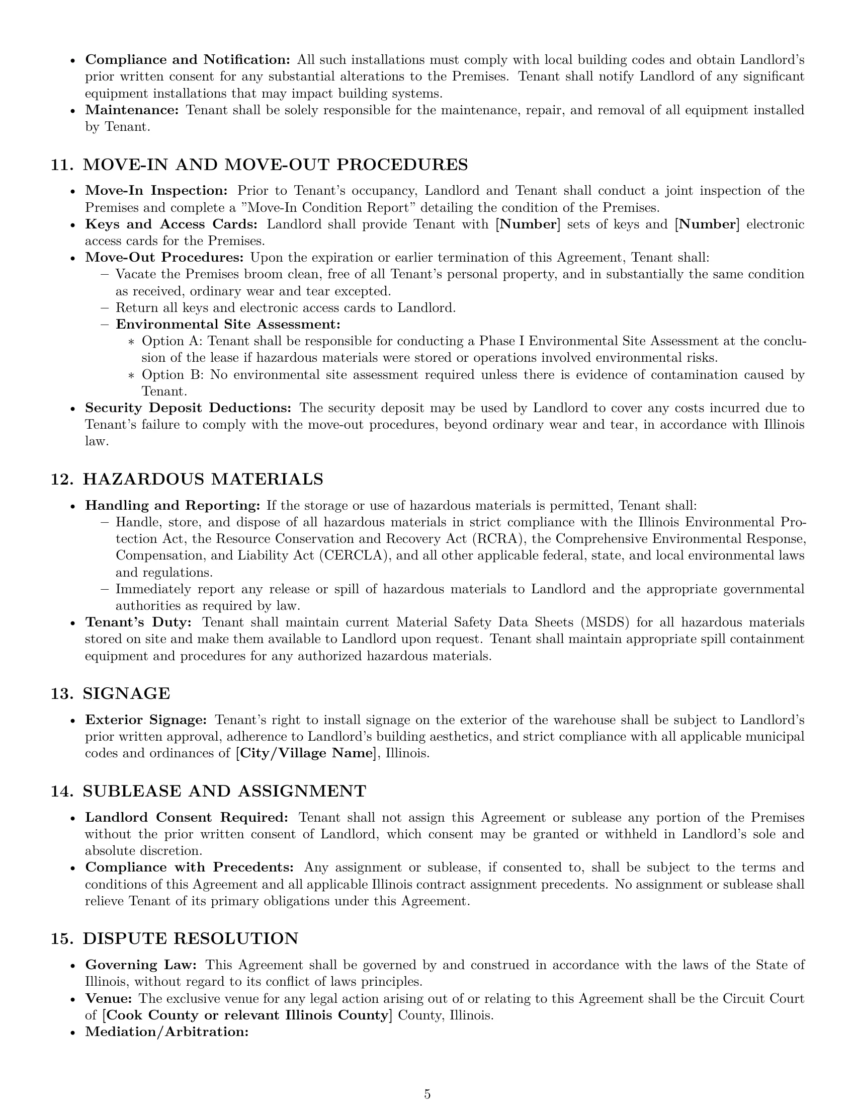 Preview page 5 of Pro Illinois warehouse lease agreement template