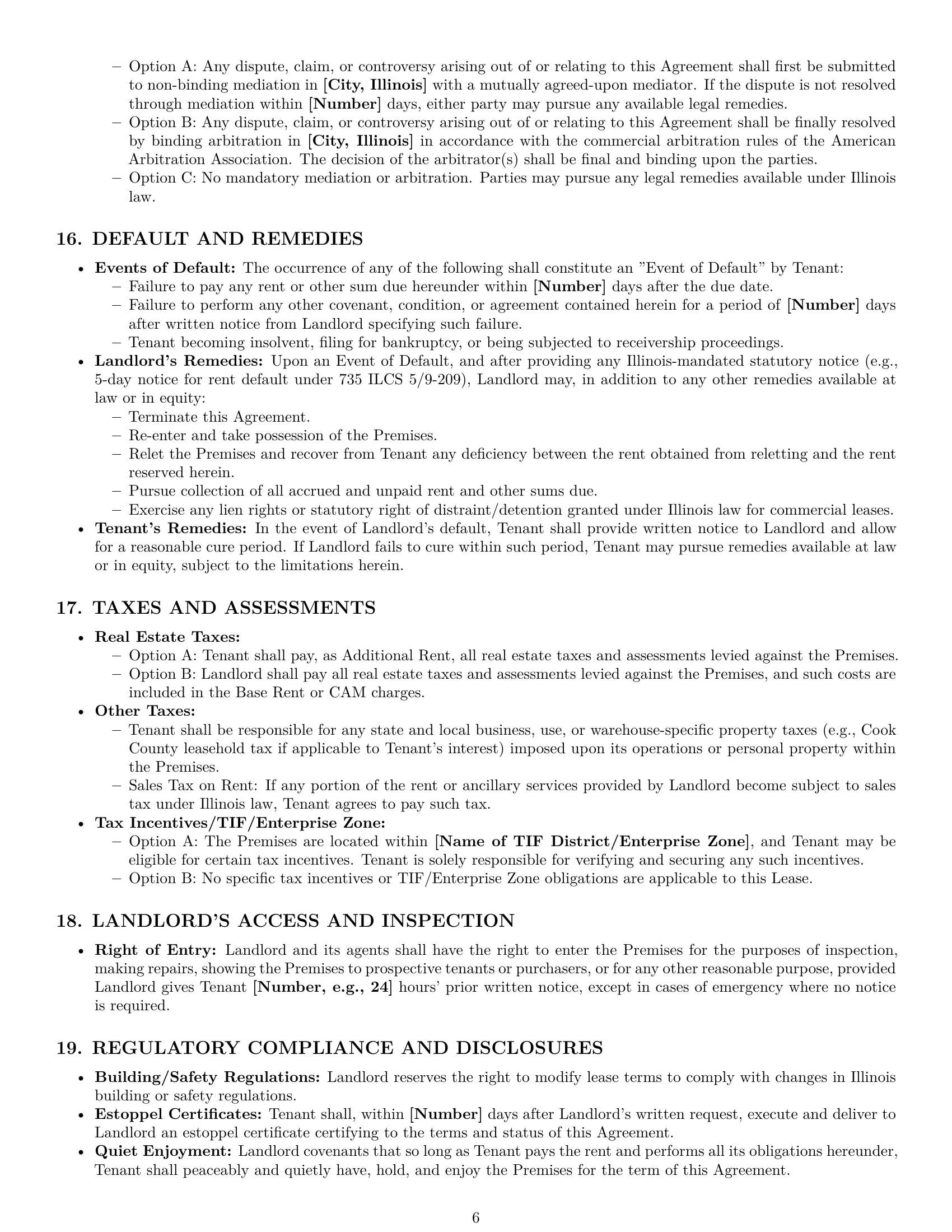 Preview page 6 of Pro Illinois warehouse lease agreement template