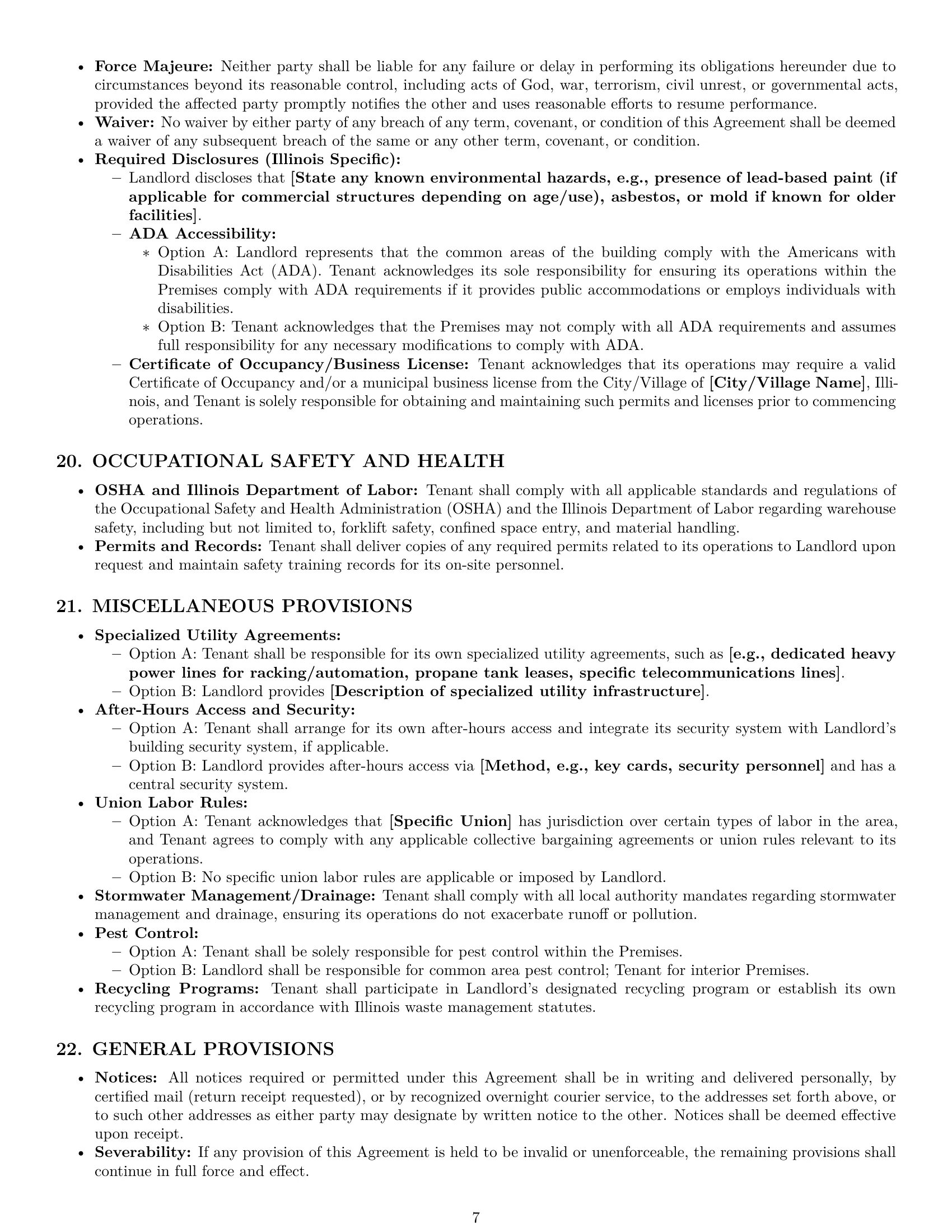 Preview page 7 of Pro Illinois warehouse lease agreement template