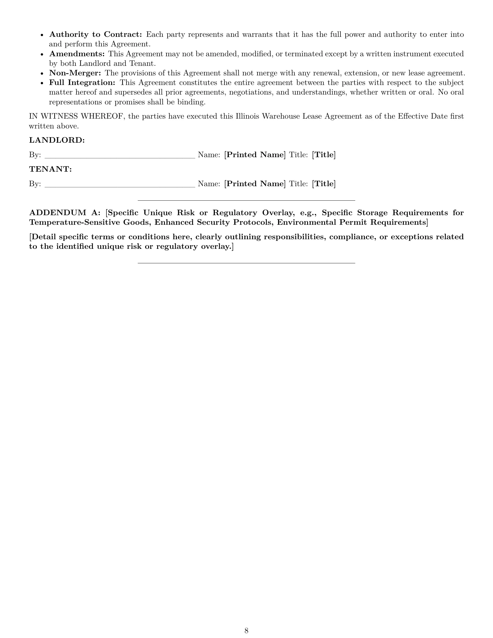Preview page 8 of Pro Illinois warehouse lease agreement template