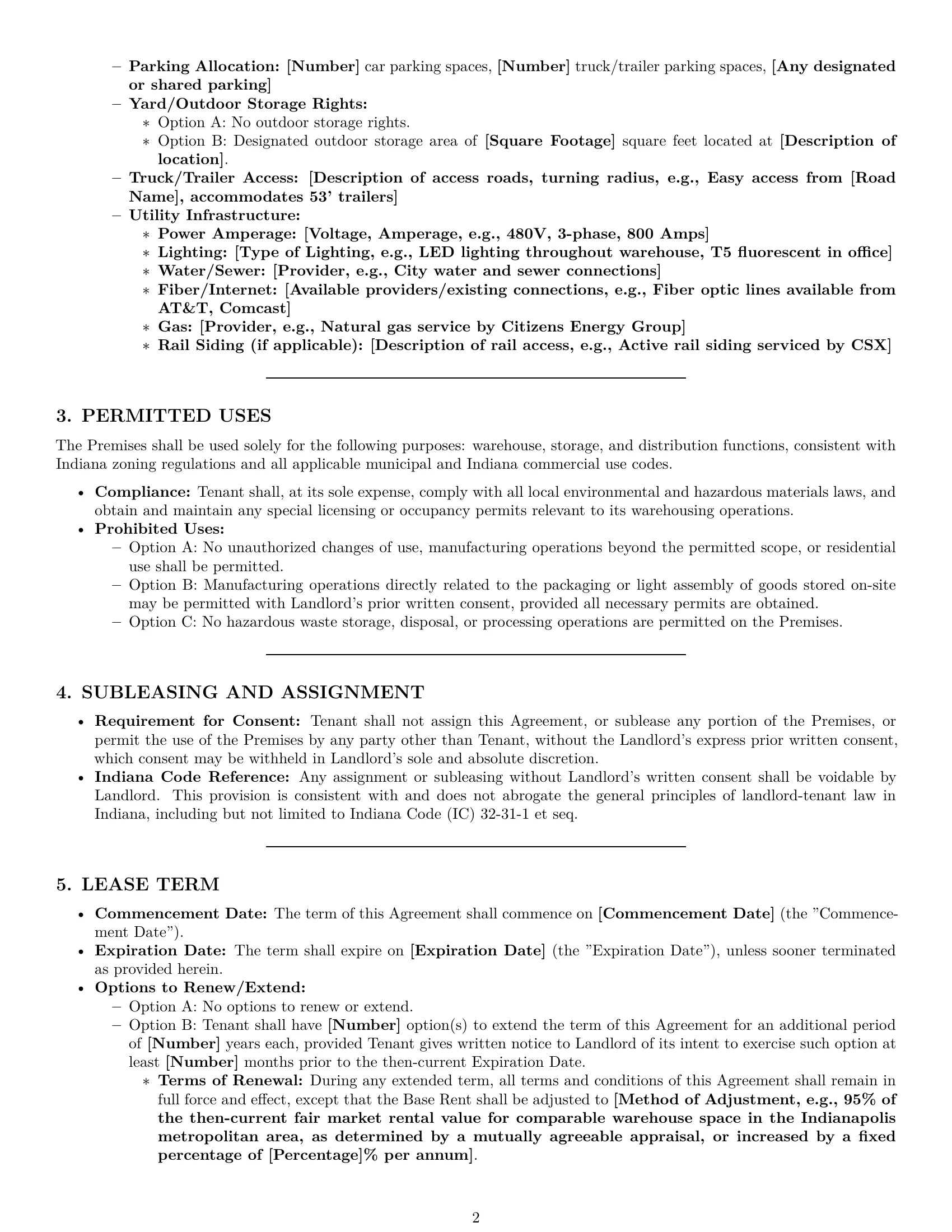 Preview page 2 of Pro Indiana warehouse lease agreement template