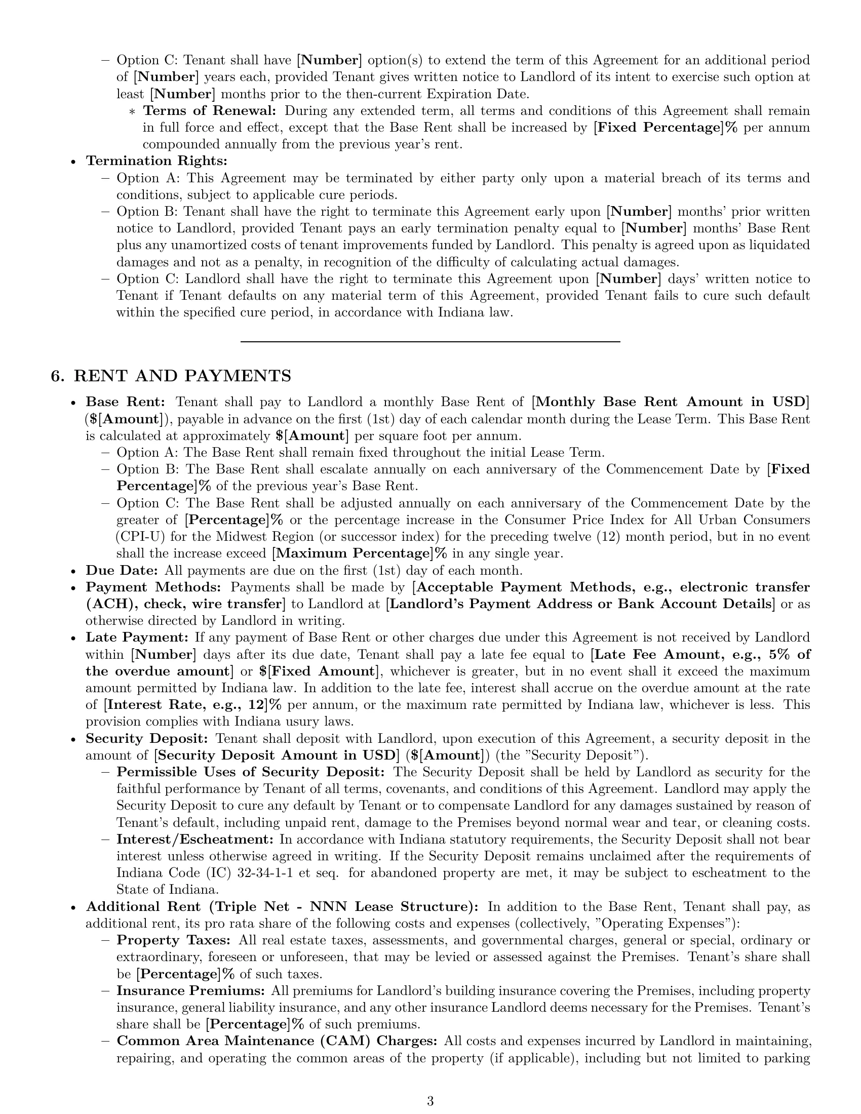 Preview page 3 of Pro Indiana warehouse lease agreement template