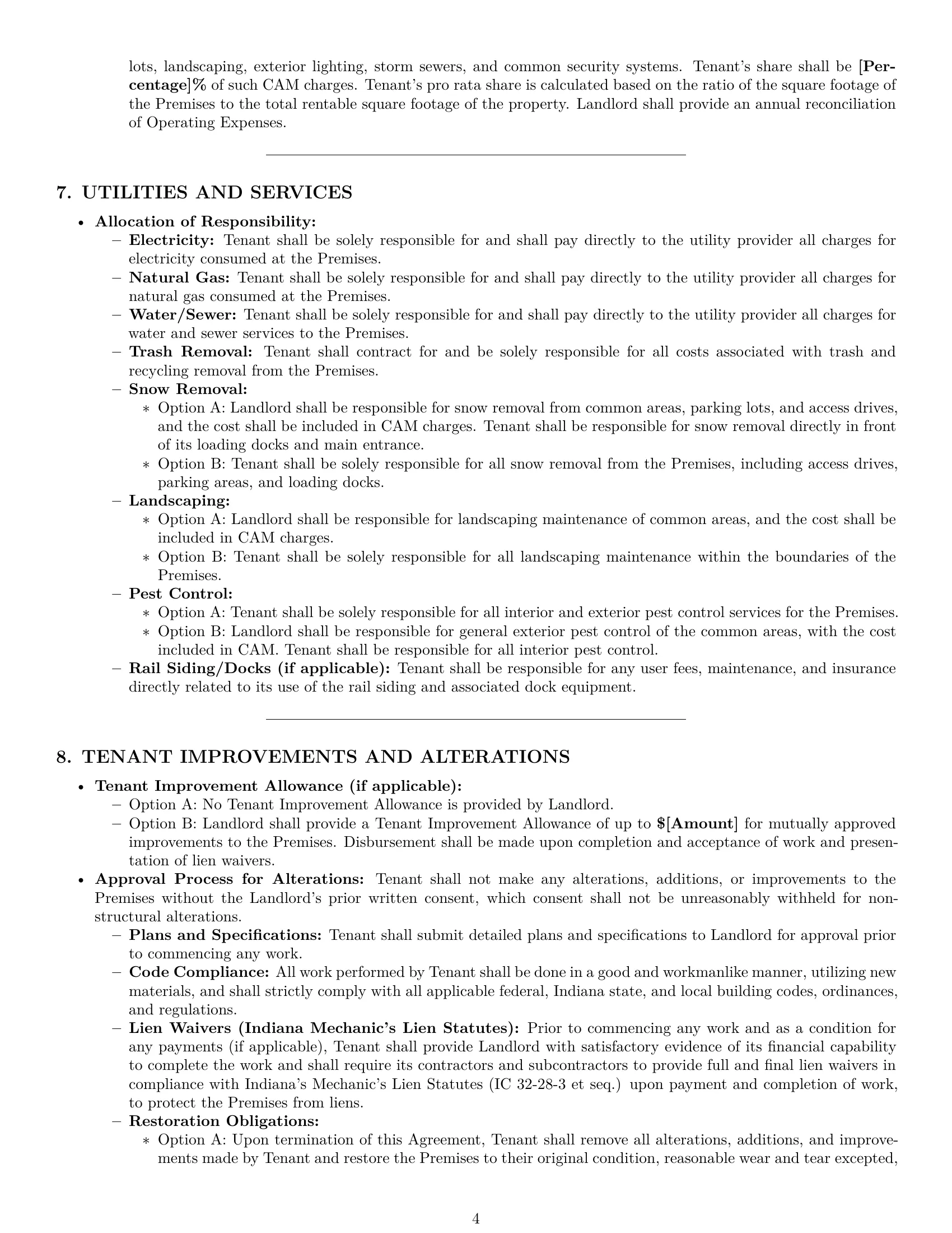 Preview page 4 of Pro Indiana warehouse lease agreement template