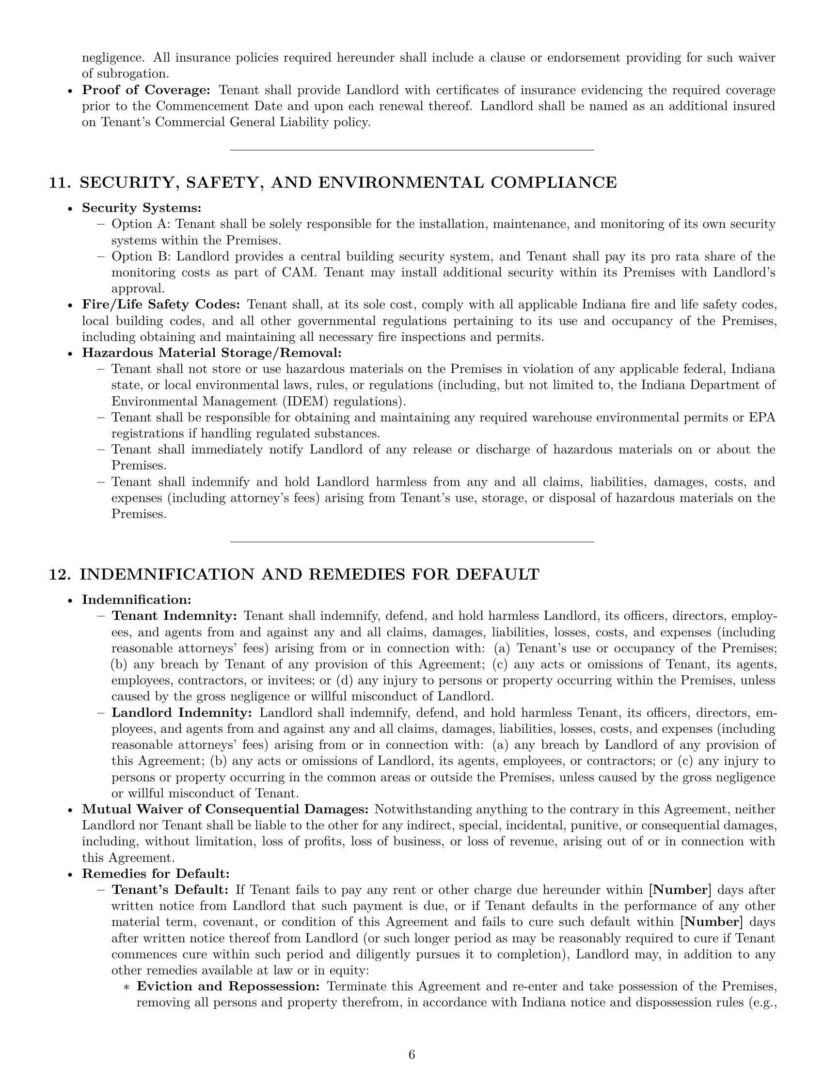 Preview page 6 of Pro Indiana warehouse lease agreement template