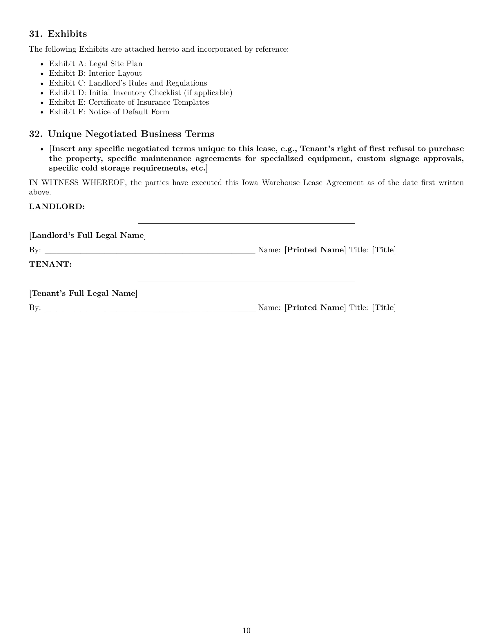 Preview page 10 of Pro Iowa warehouse lease agreement template