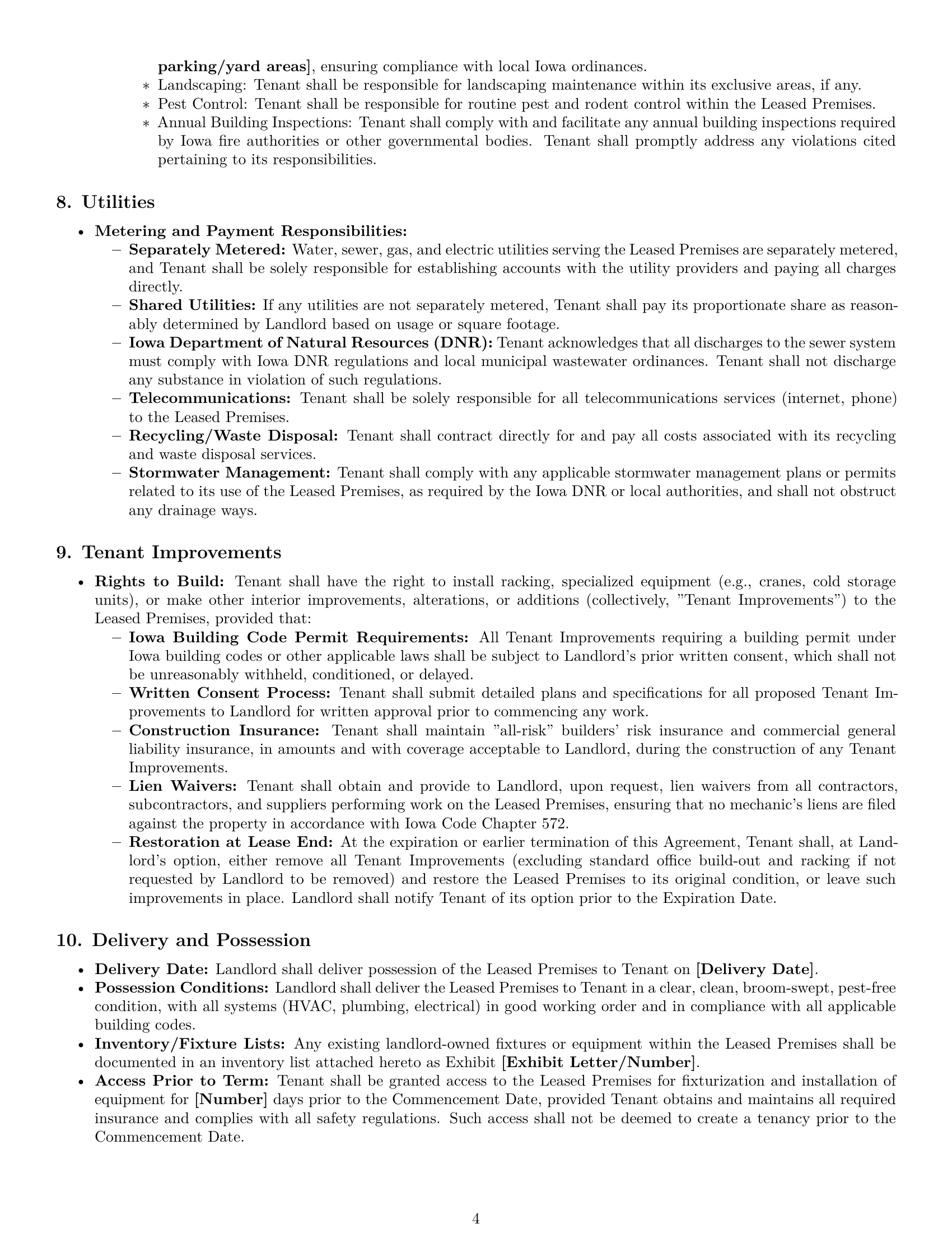 Preview page 4 of Pro Iowa warehouse lease agreement template