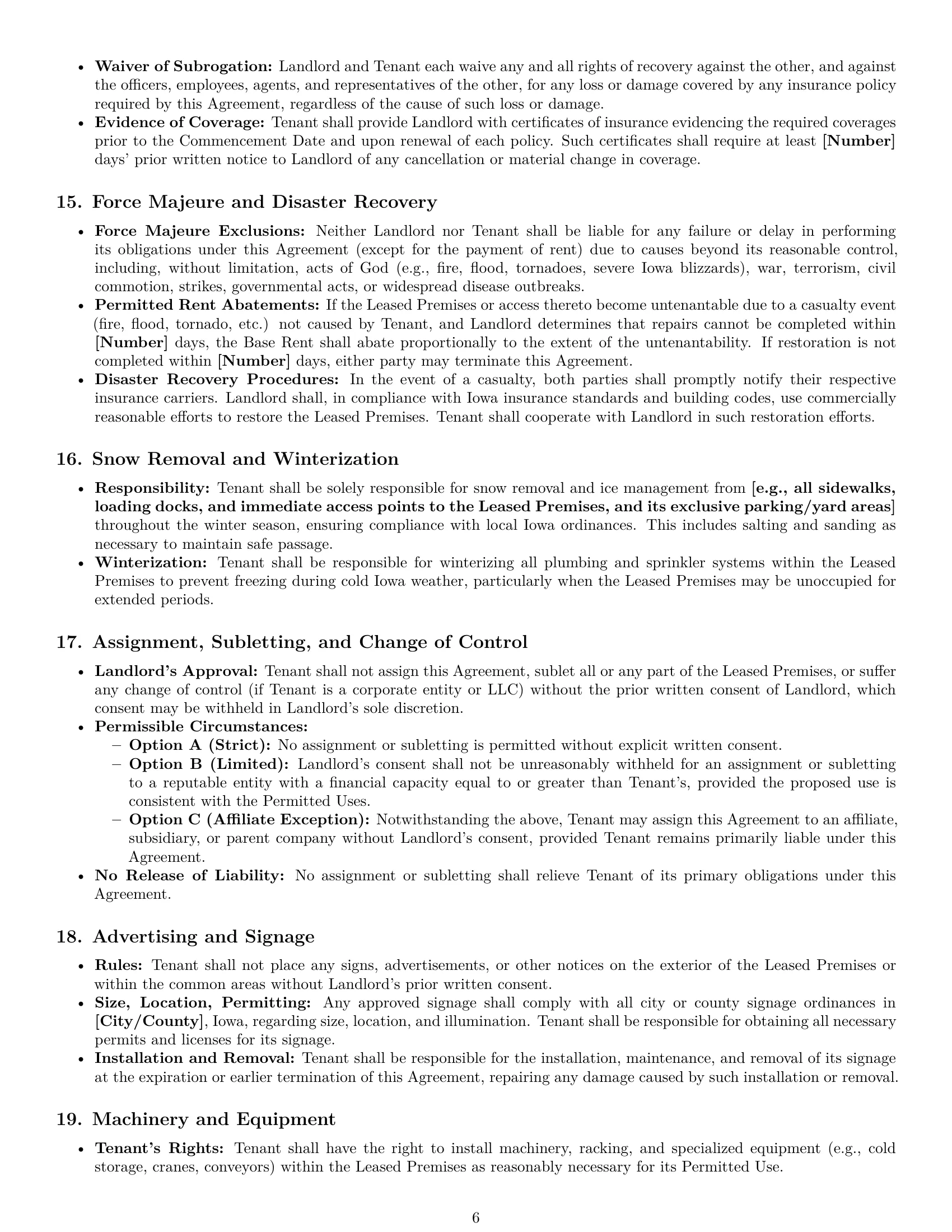 Preview page 6 of Pro Iowa warehouse lease agreement template