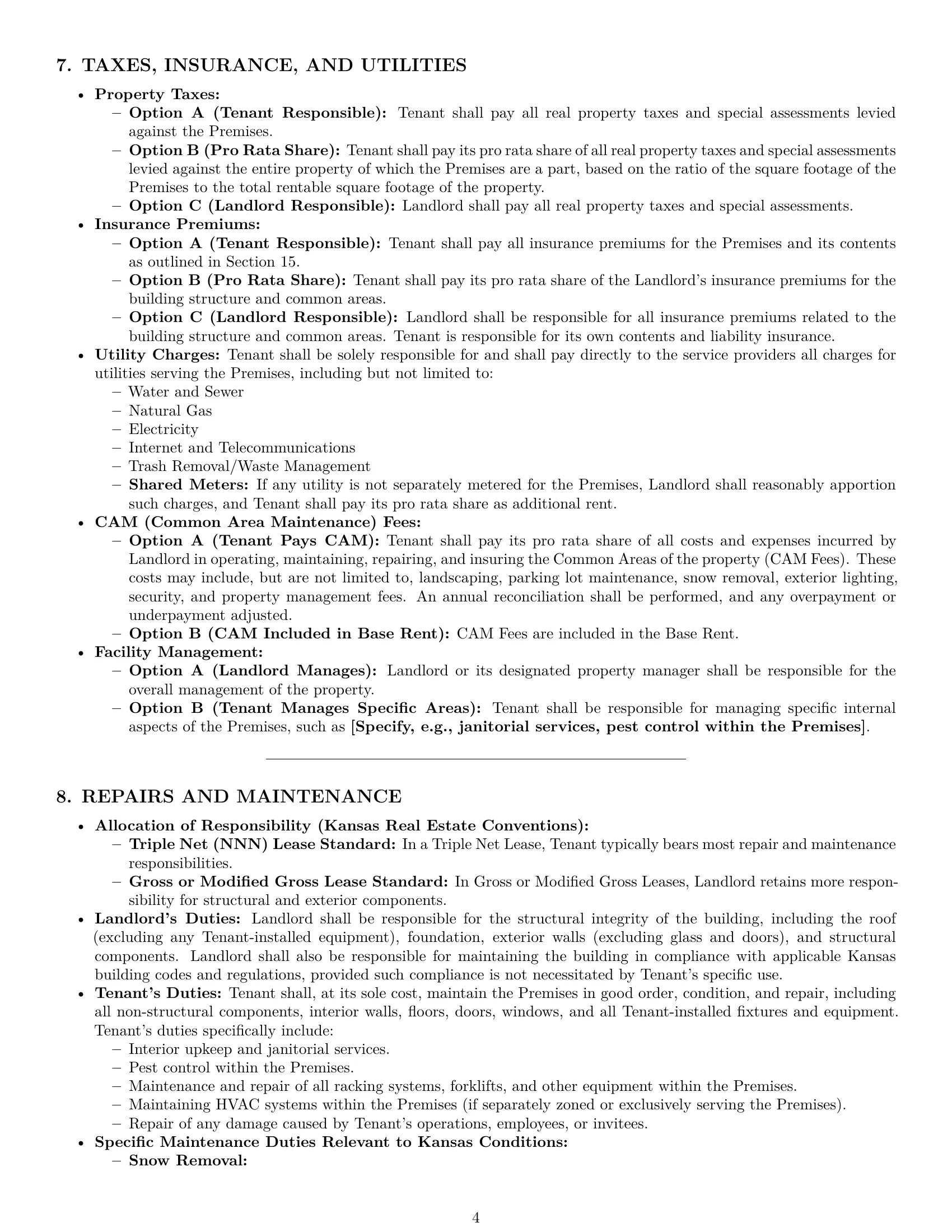 Preview page 4 of Pro Kansas warehouse lease agreement template