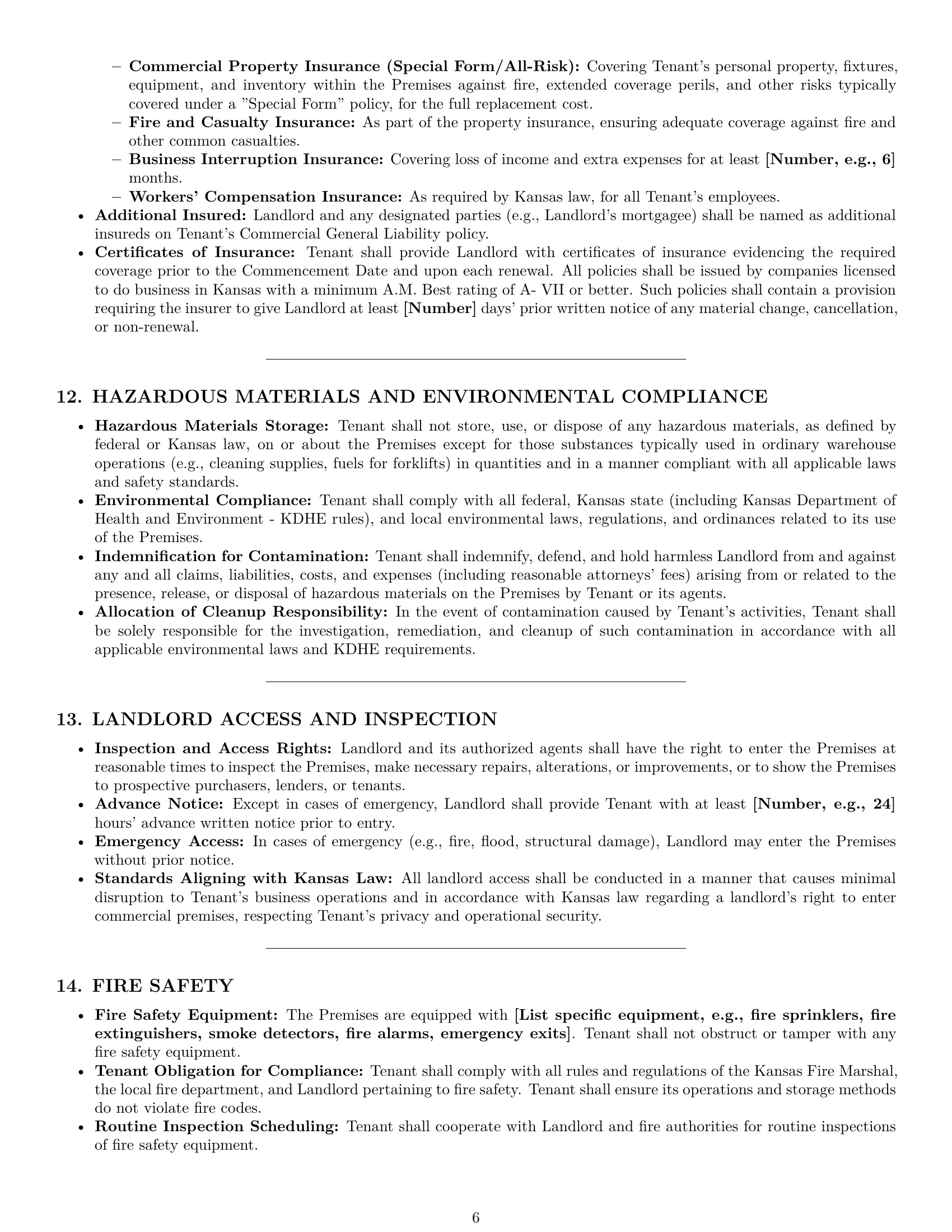 Preview page 6 of Pro Kansas warehouse lease agreement template